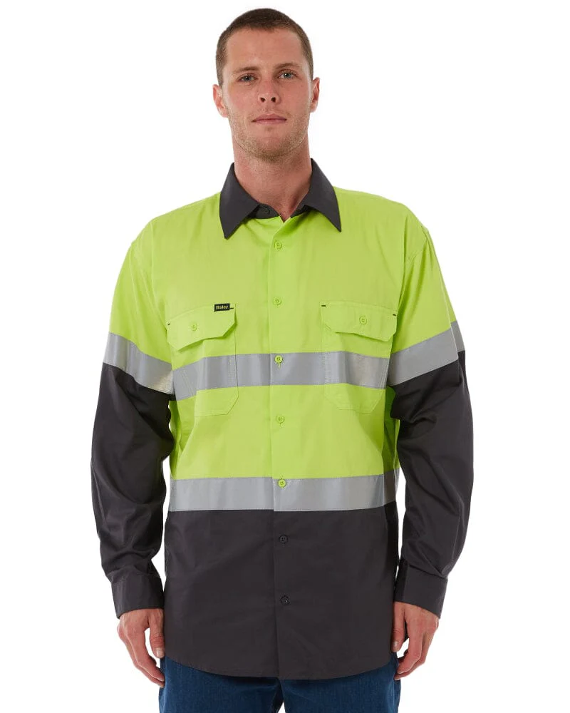Taped Hi Vis Cool Lightweight LS Shirt - Lime/Charcoal