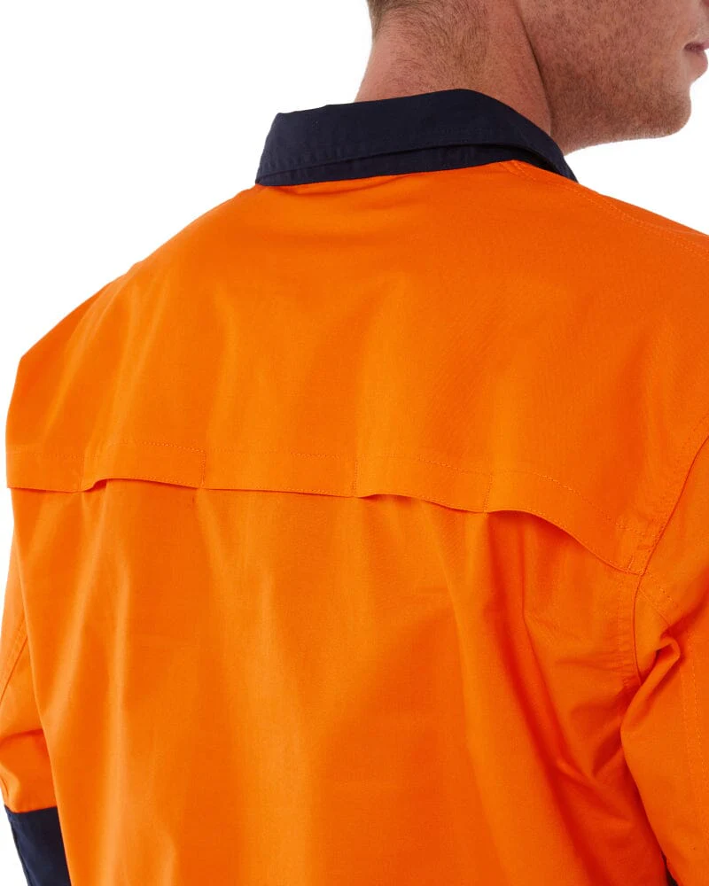 Closed Front Long Sleeve Shirt - Orange/Navy