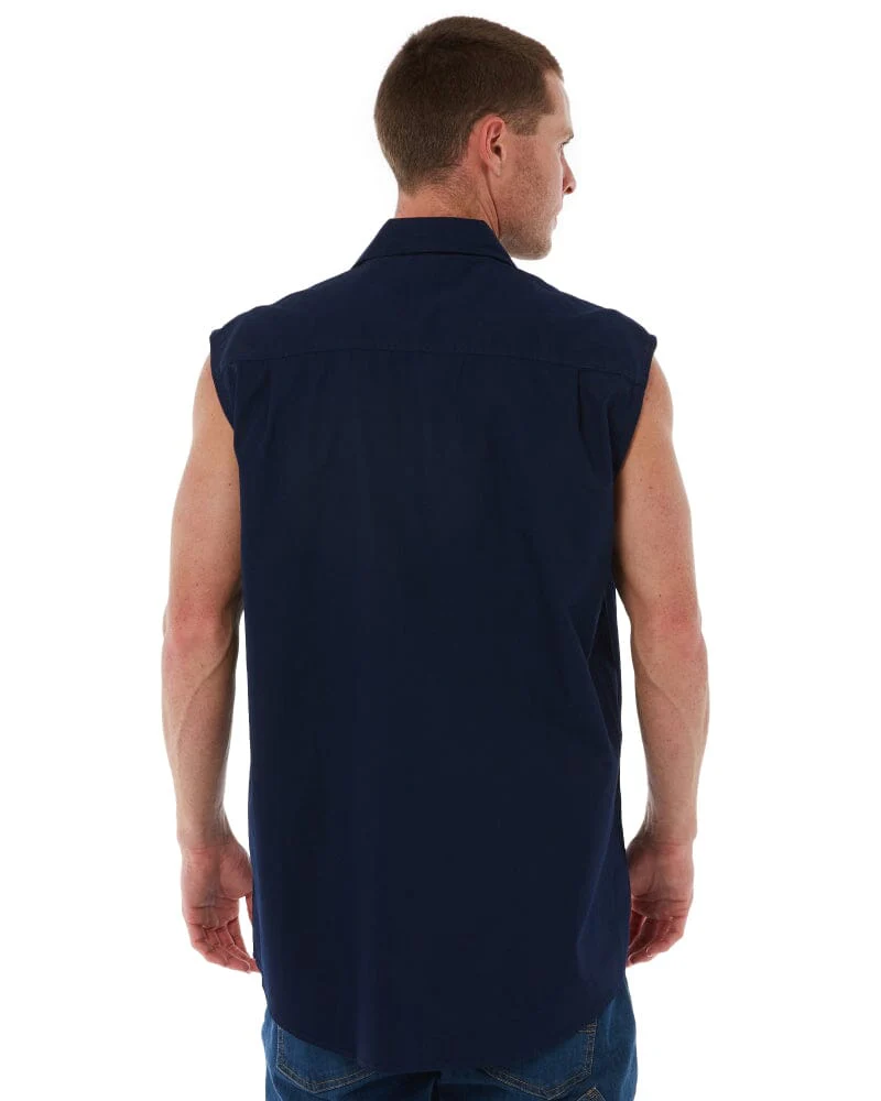 Closed Front Sleeveless Shirt - French Navy