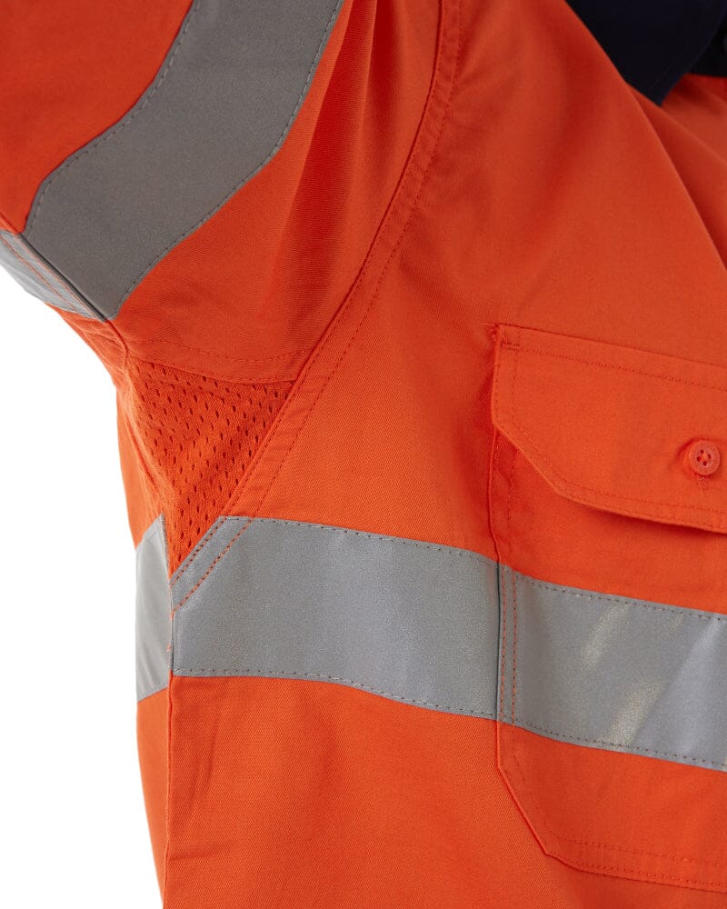 Taped Hi Vis Cool Lightweight SS Shirt - Orange/Navy