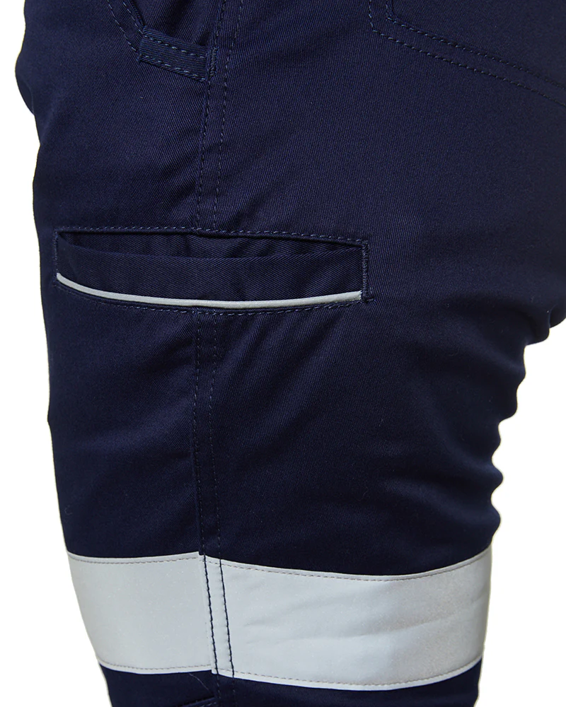 Women's Taped Mid Rise Stretch Cotton Pants - Navy