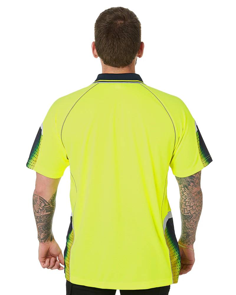 Hi-Vis Galaxy Sublimated Polo - Yellow/Navy