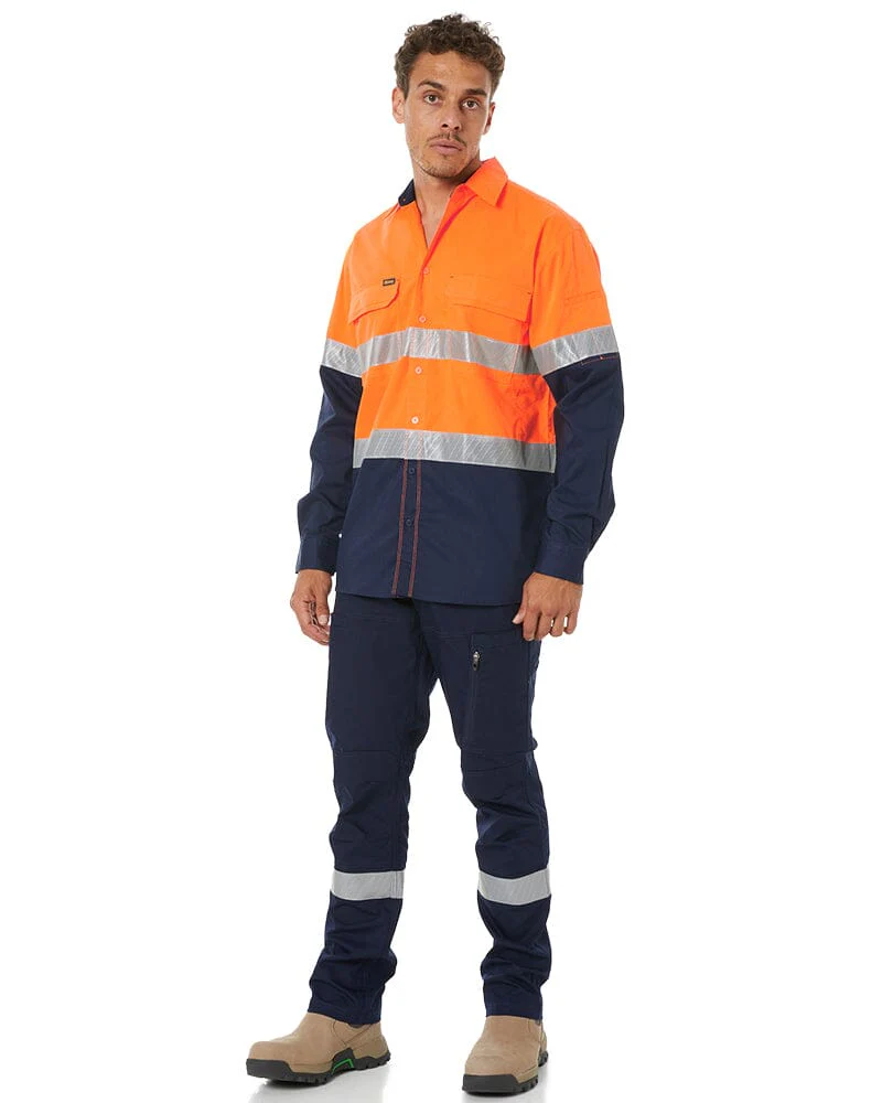 X Airflow Hi Vis Taped Stretch Ripstop Shirt  - Orange/Navy
