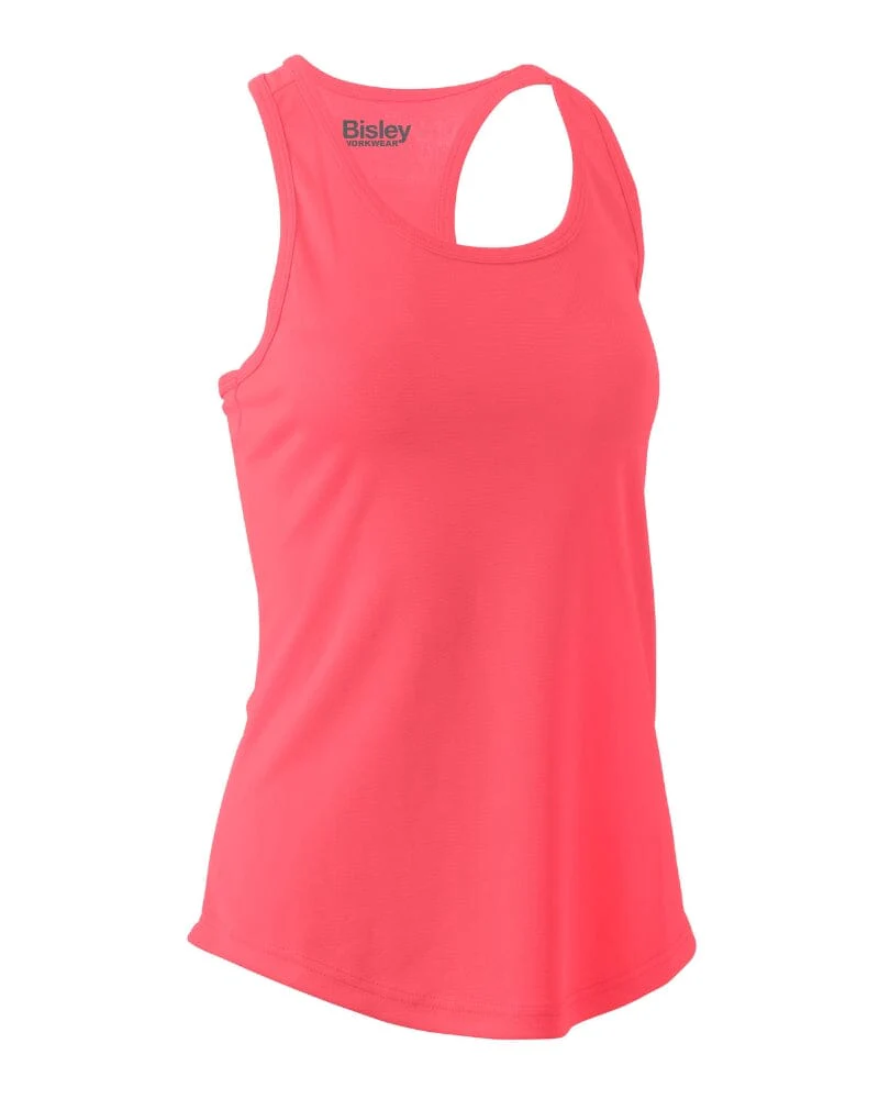 Womens Racer Back Singlet - Fluoro Pink