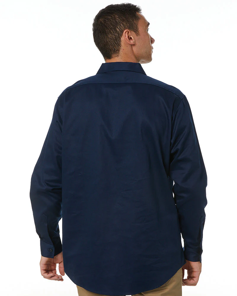 Cotton Drill Work Shirt Long Sleeve - Navy