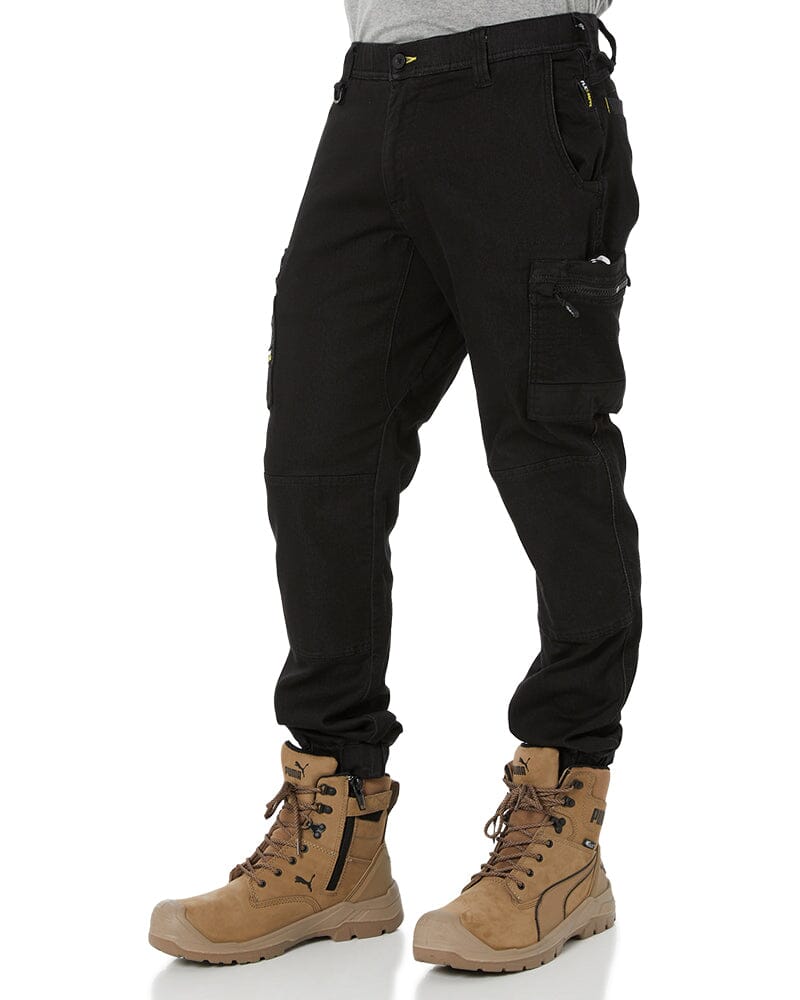 Flex and Move Stretch Denim Cargo Cuffed Pants - Black