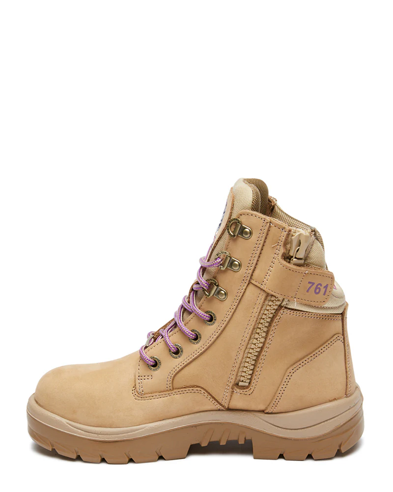 Ladies Southern Cross Lace Up Ankle Boot with Zip - Sand