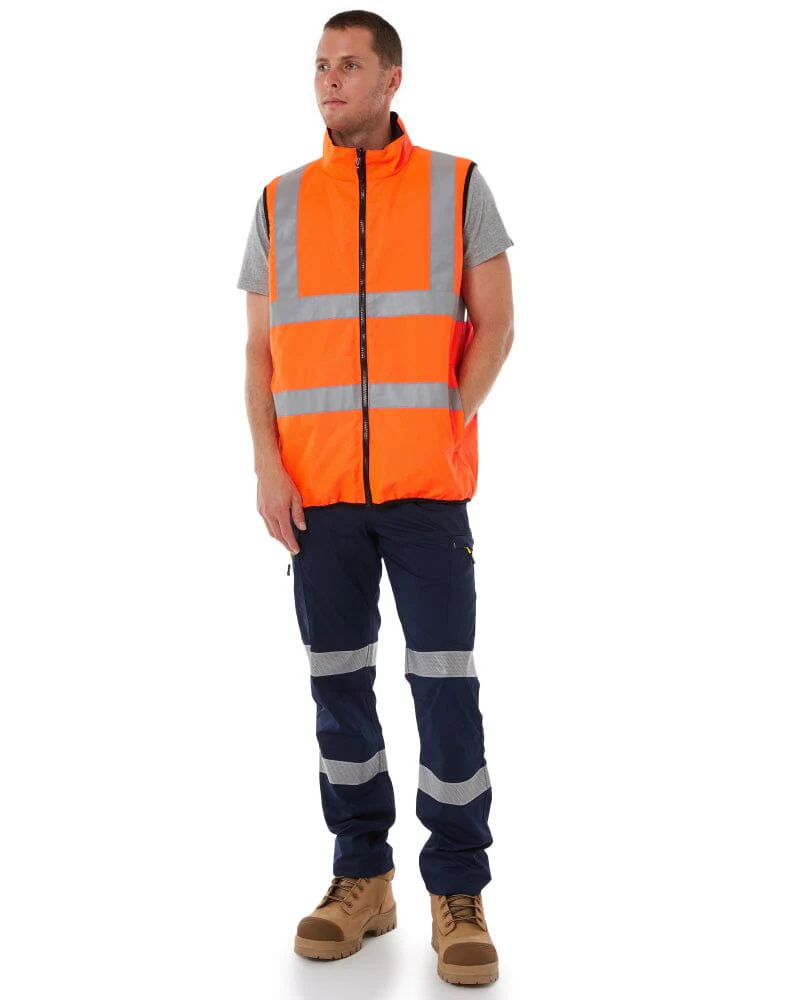 Taped Hi Vis Reversible Puffer Vest - Orange