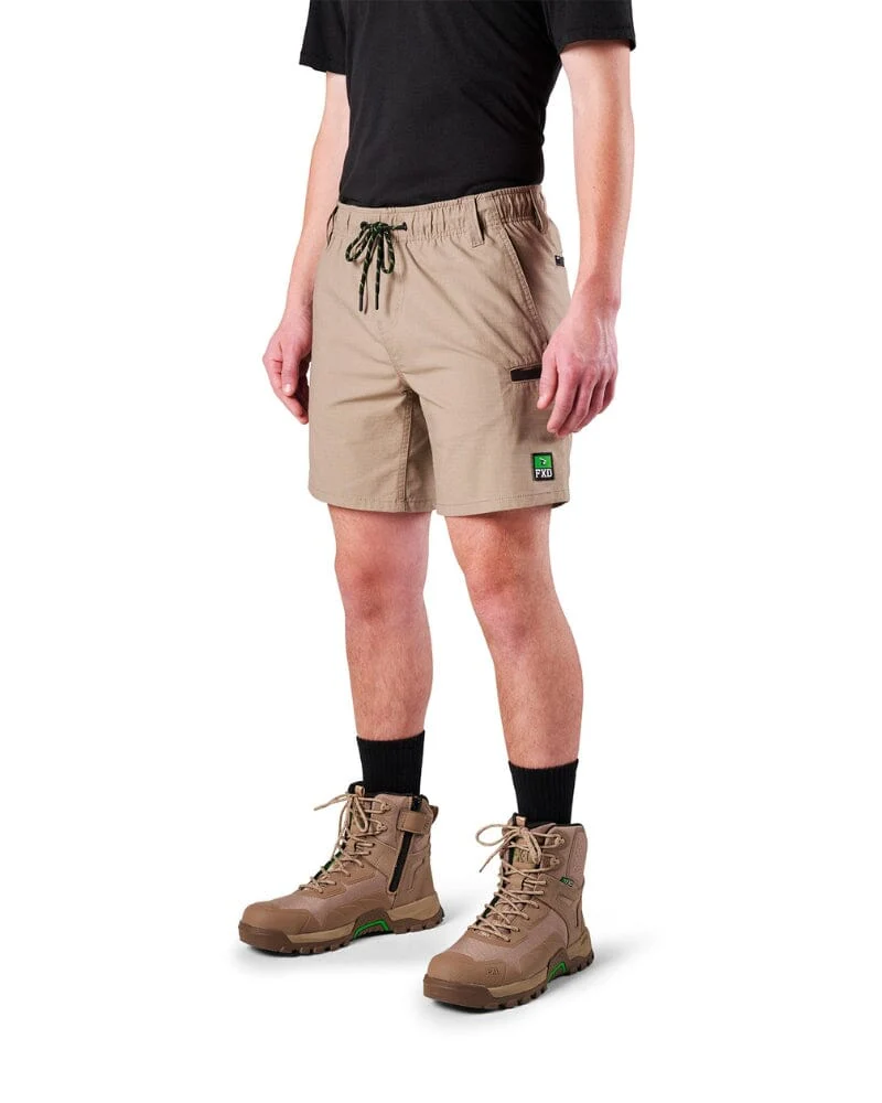 Tradies WS-7 Elastic Waist Stretch Utility Short 2 Value Pack - Khaki/Khaki