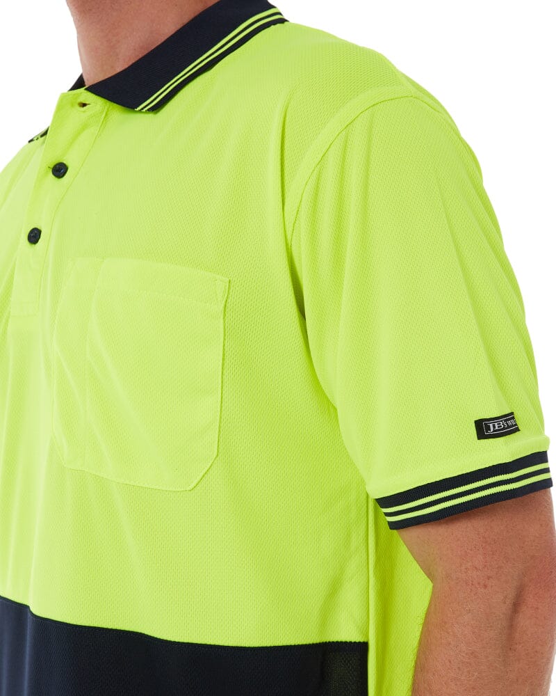 Hi Vis SS Traditional Polo - Lime/Navy