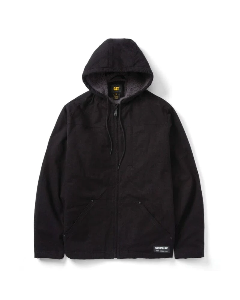 Hooded Sherpa Lined Jacket - Black
