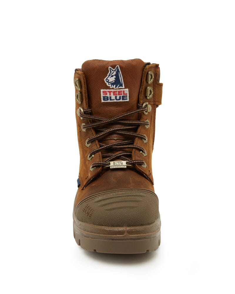 Ladies Argyle Zip Scuff Cap Waterproof Safety Boot - Distressed Brown