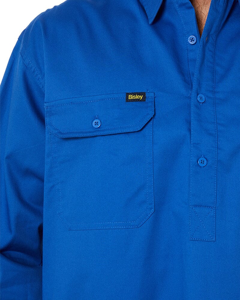 Closed Front Mens Lightweight LS Drill Shirt - Royal