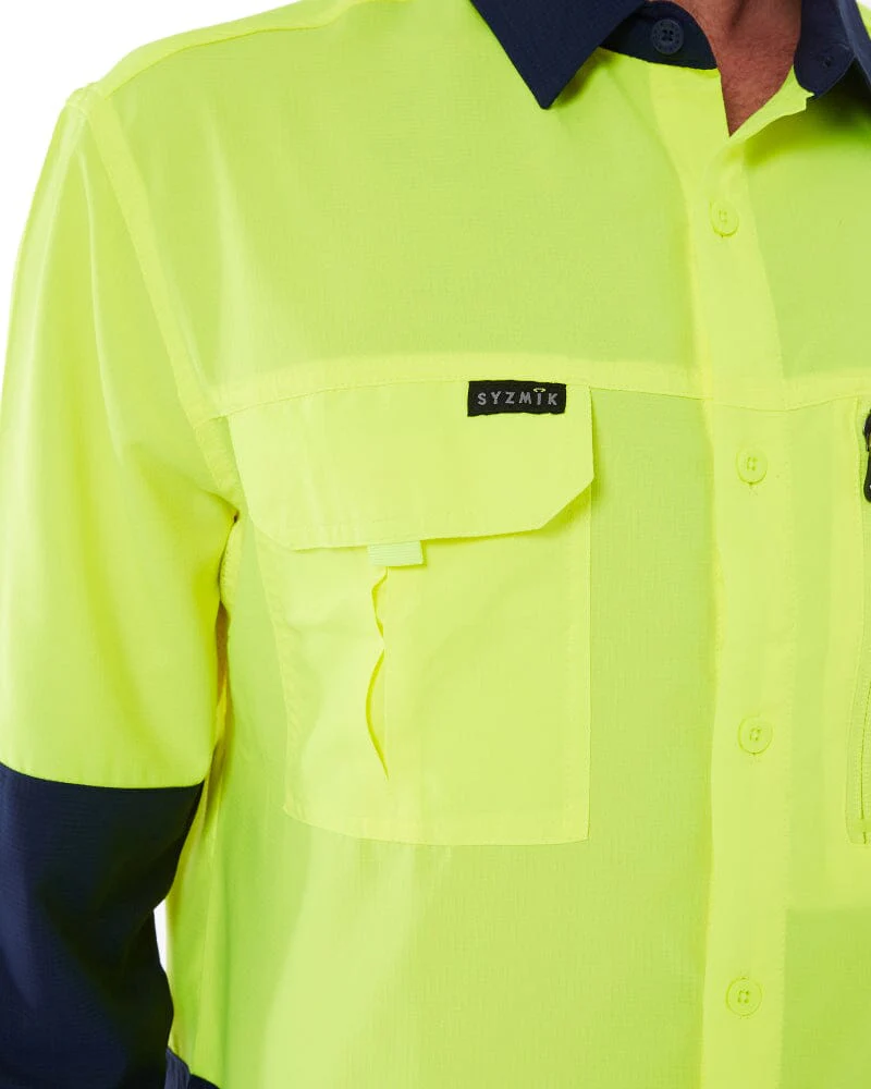 Hi Vis Outdoor Long Sleeve Shirt - Yellow/Navy