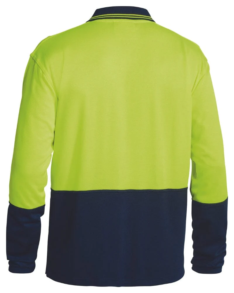 Hi Vis Long Sleeve Polo Shirt - Yellow/Navy