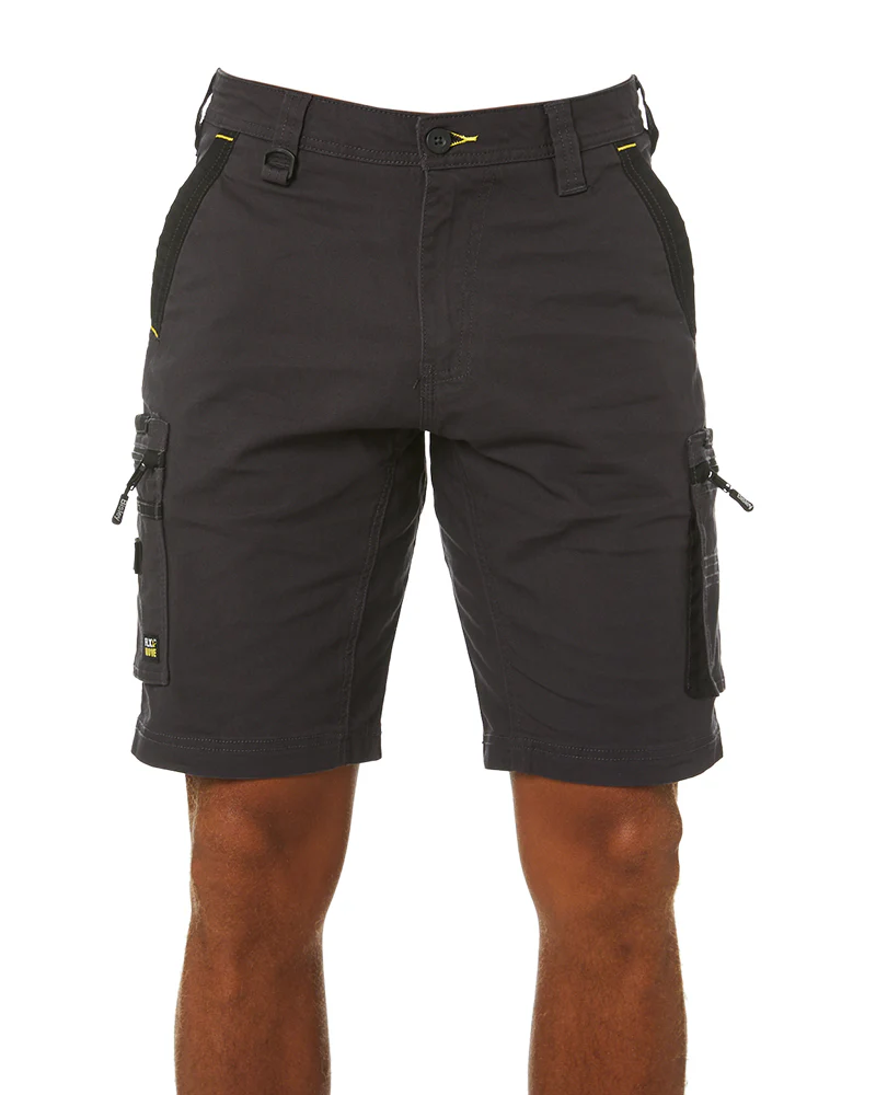 Flex and Move Stretch Canvas Utility Zip Cargo Short - Charcoal