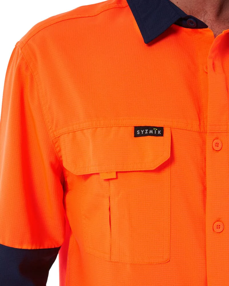 Hi Vis Outdoor Long Sleeve Shirt - Orange/Navy
