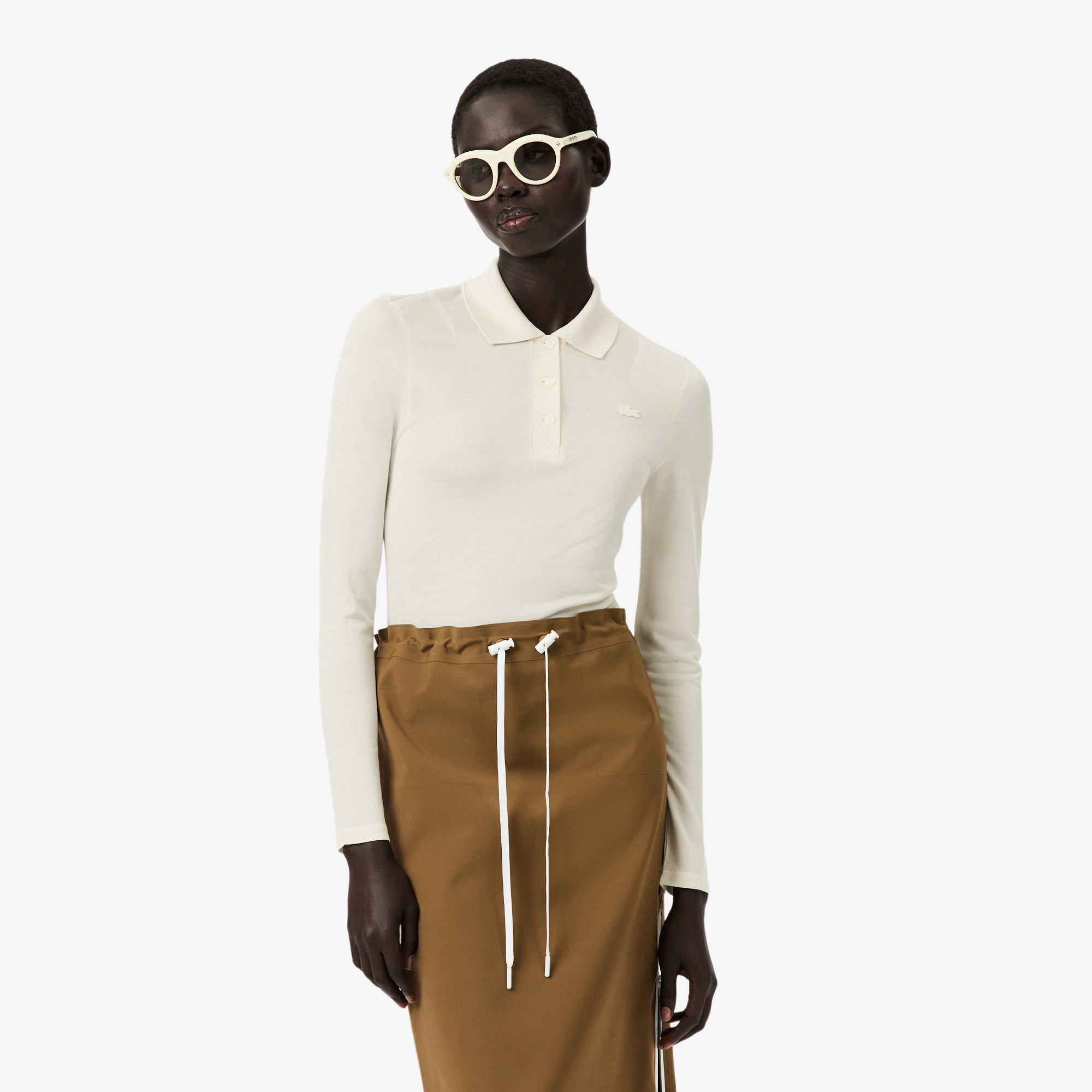 Runway Slim Fit Long Silk Sleeved Polo Shirt