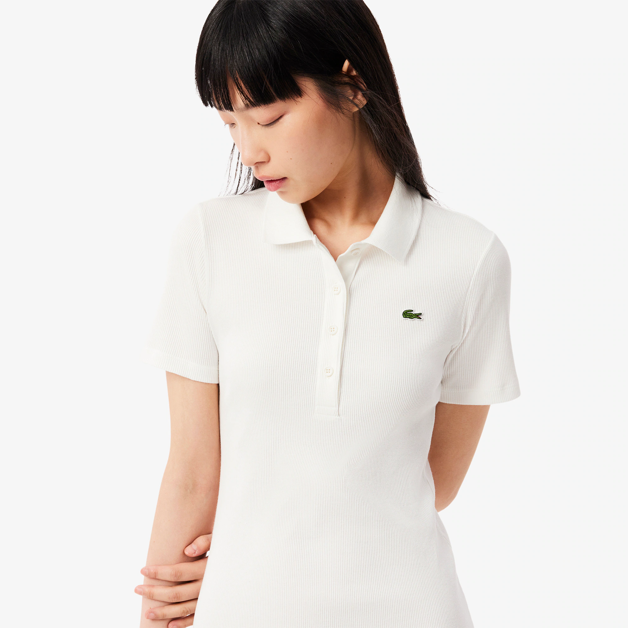 Women's Long Ribbed Cotton Polo Dress
