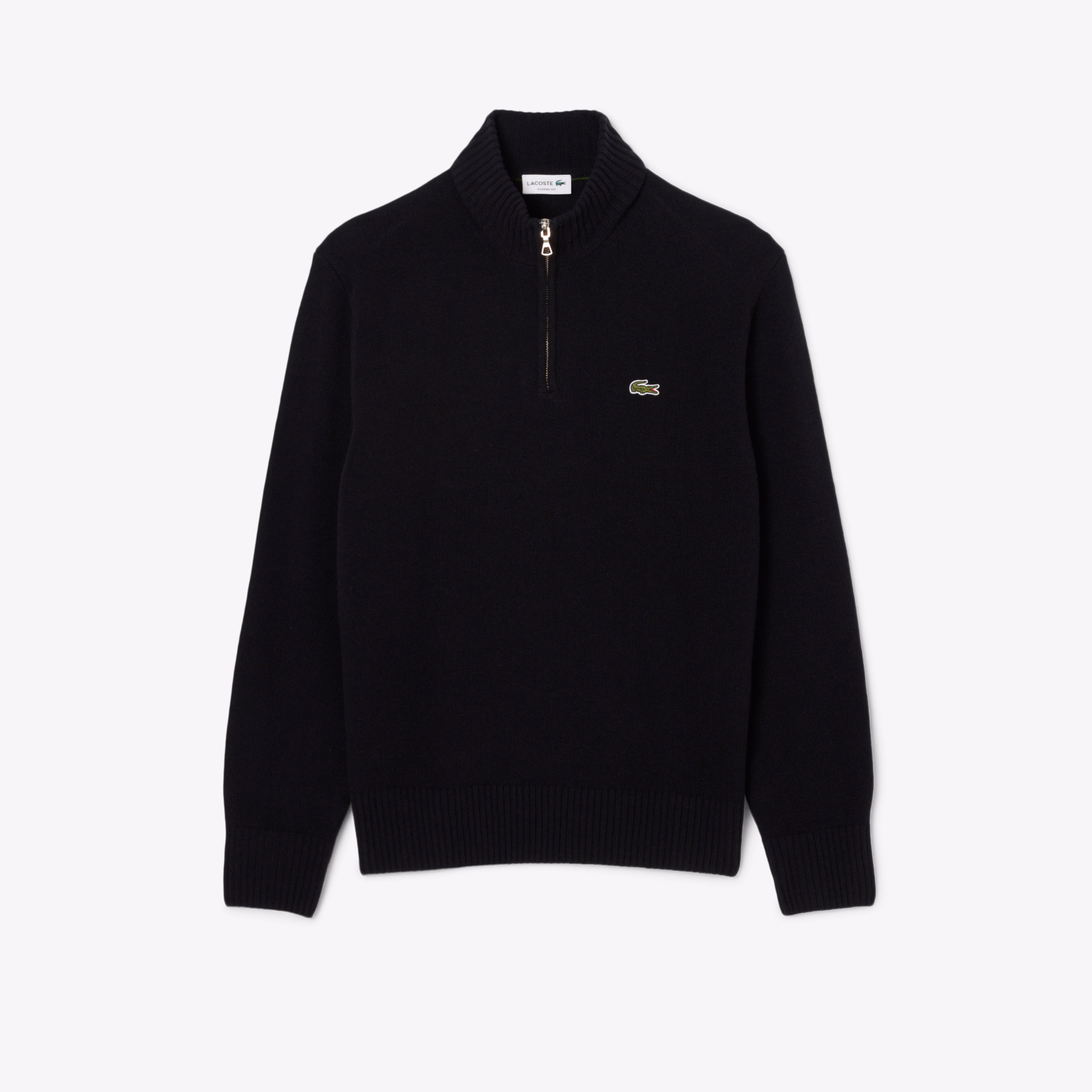 Men's Zip-Up High-Neck Wool Sweater