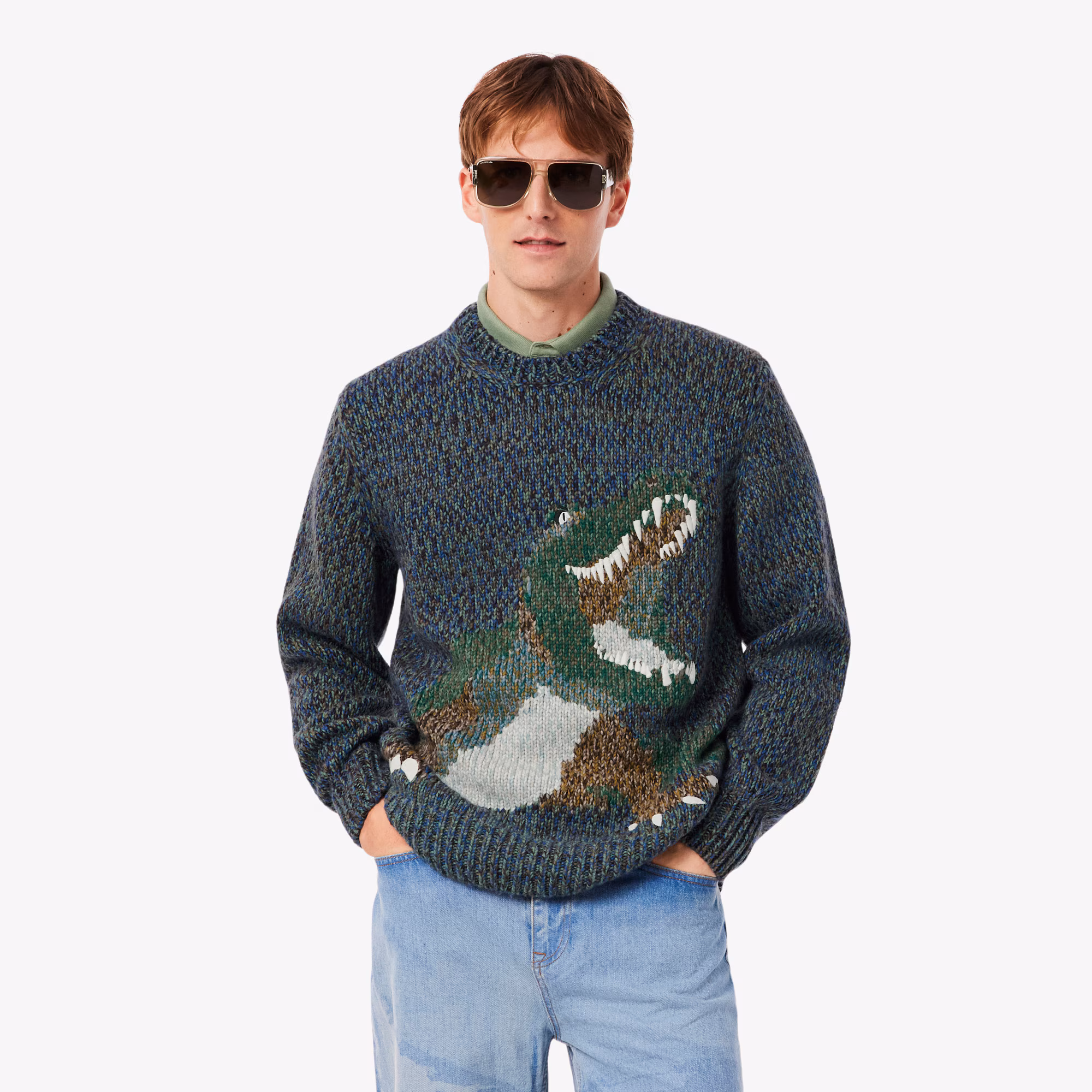 Men's Knit Intarsia Crocodile Sweater