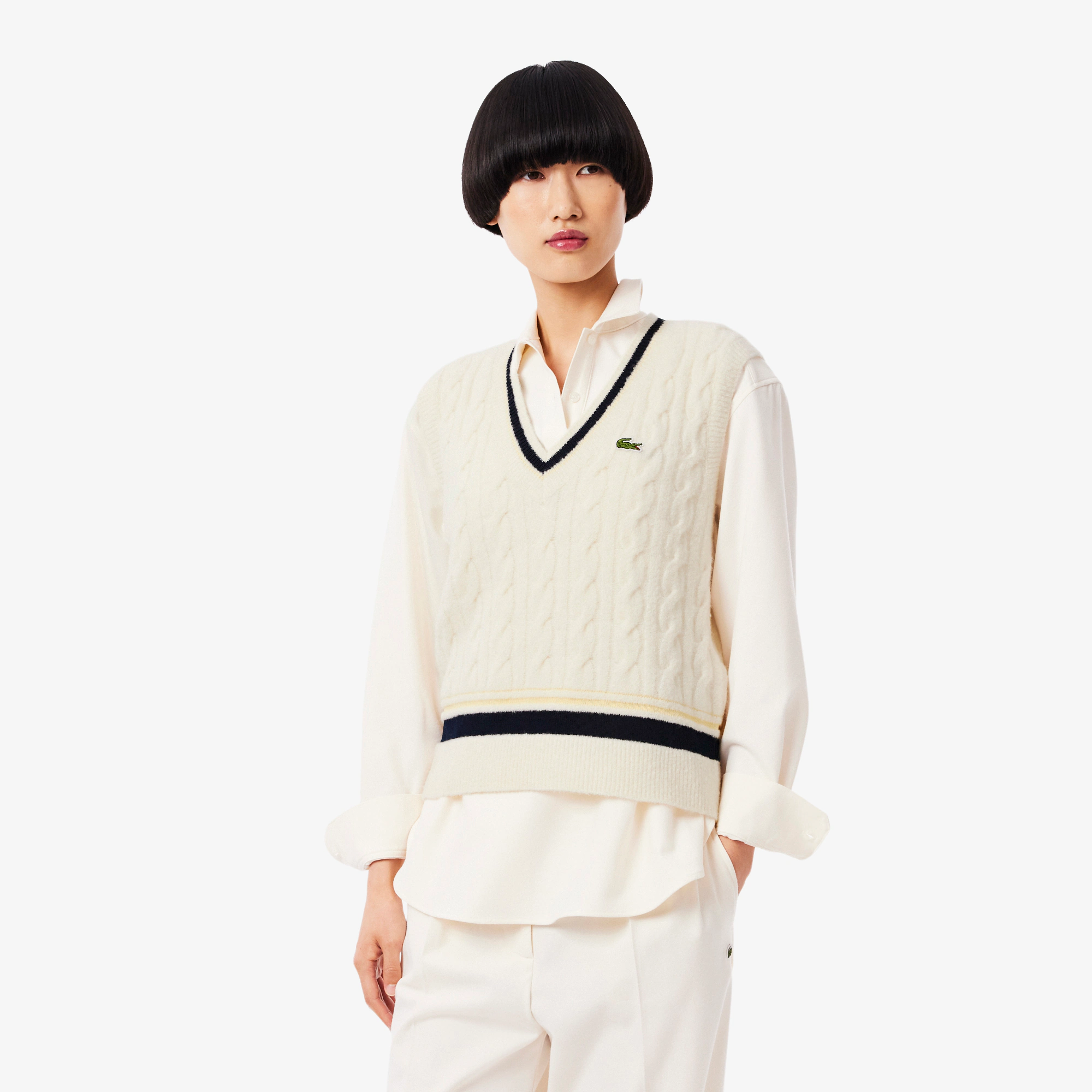 Women's Cable Knit Wool Sweater Vest