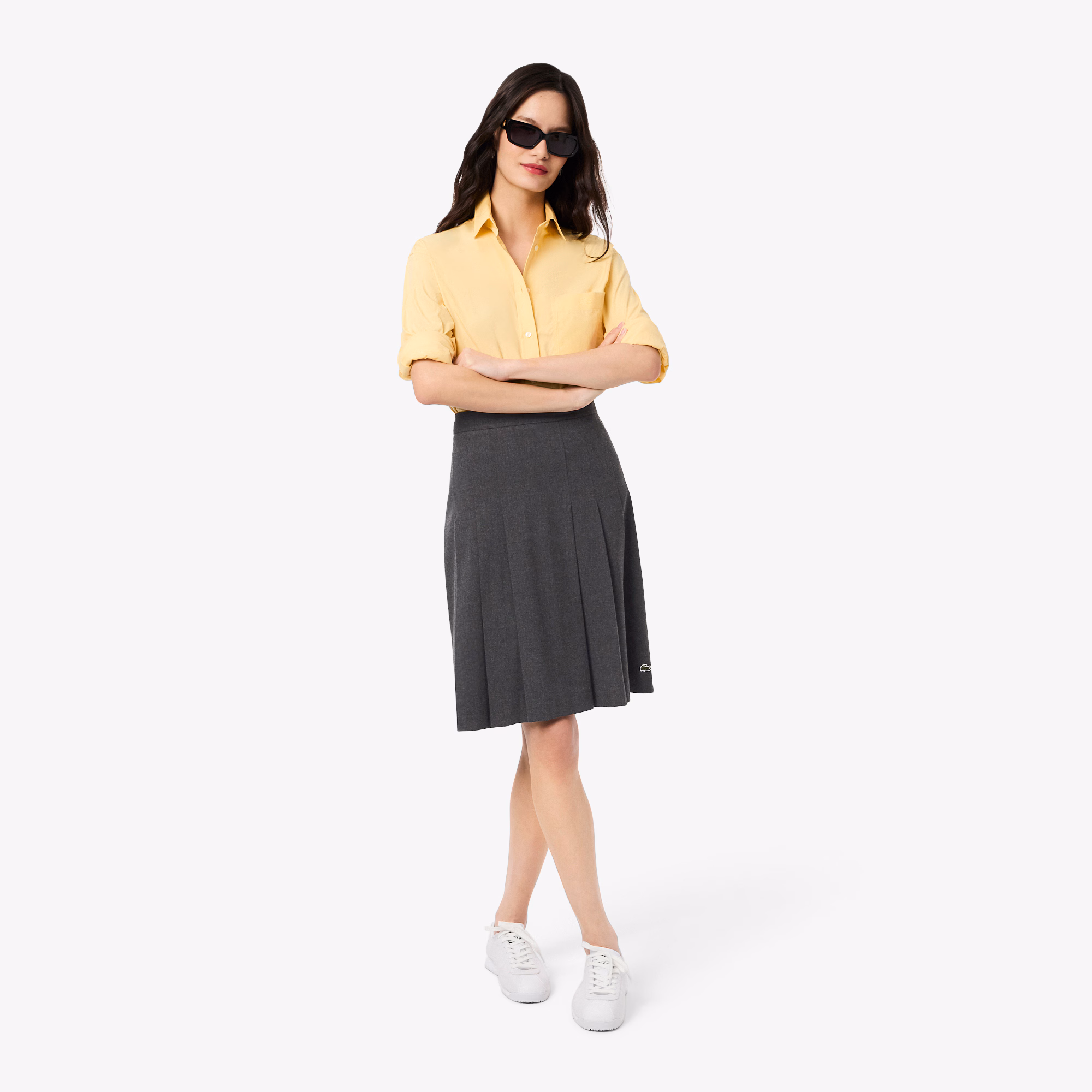 Women's Pleated Flannel Midi Skirt