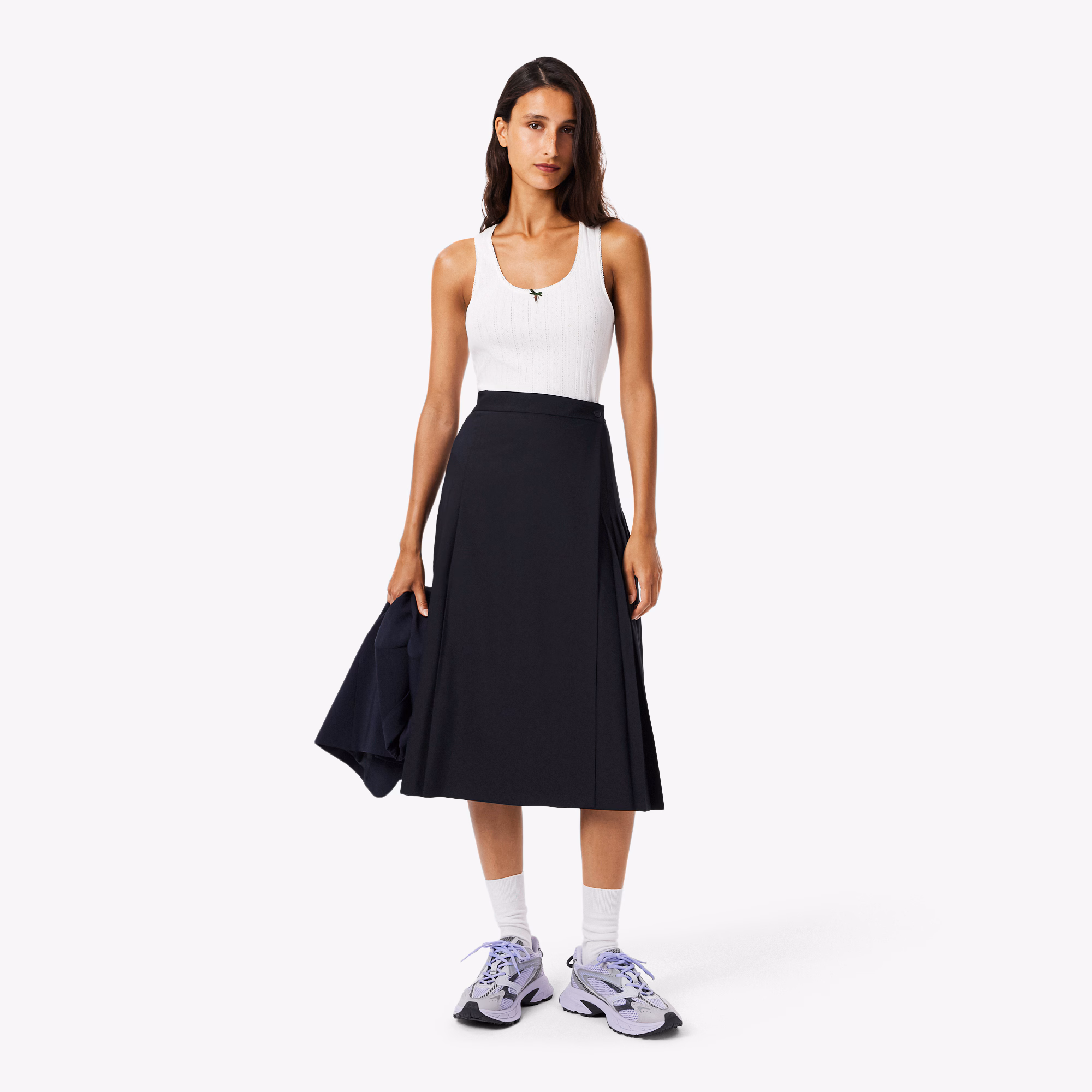 Women's Pleated Wool Midi Wrap Skirt