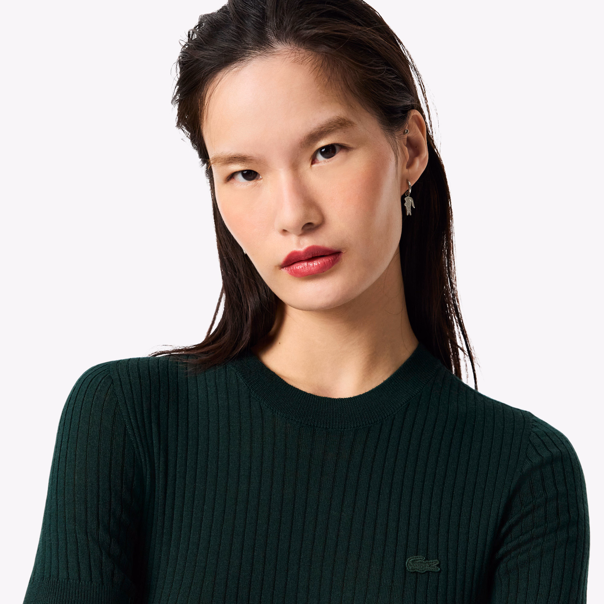 Women's Short Sleeve Merino Wool Rib Knit Sweater