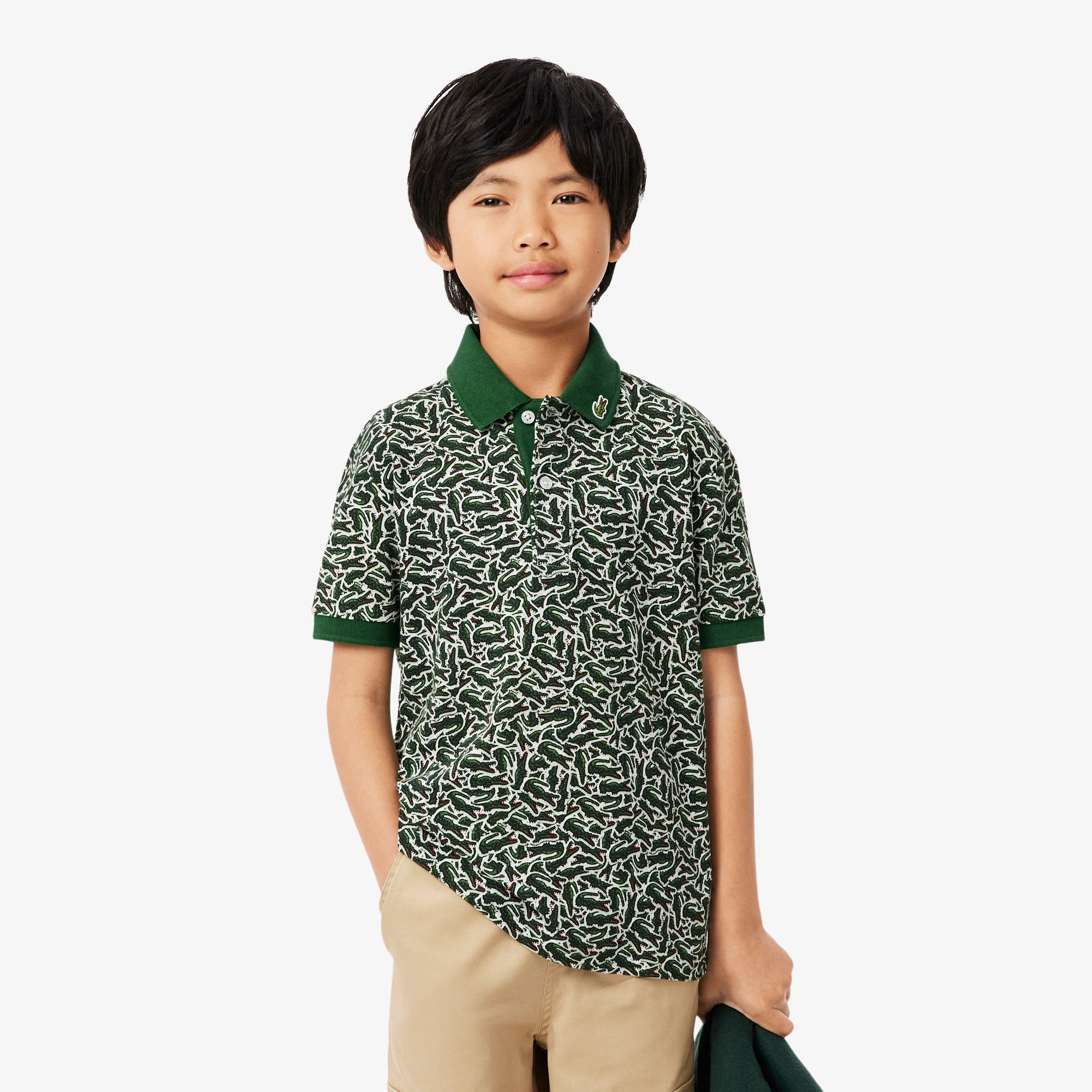 Boys' Crocodile Print Piqué Polo