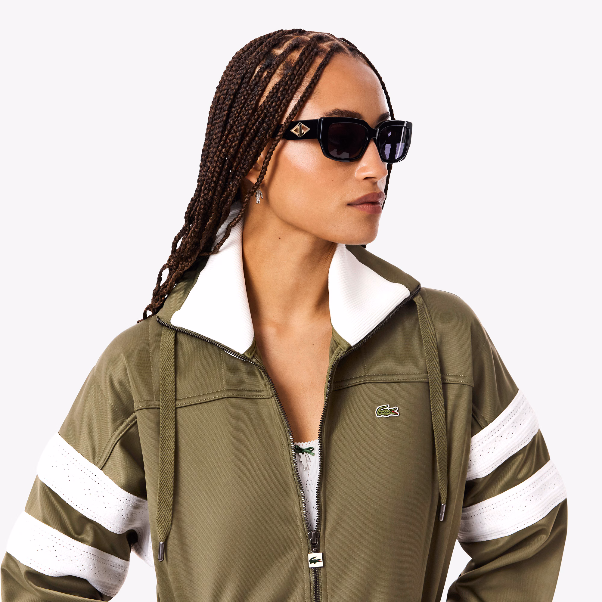 Women's Oversized Pointelle Stripe Satin Sweatshirt