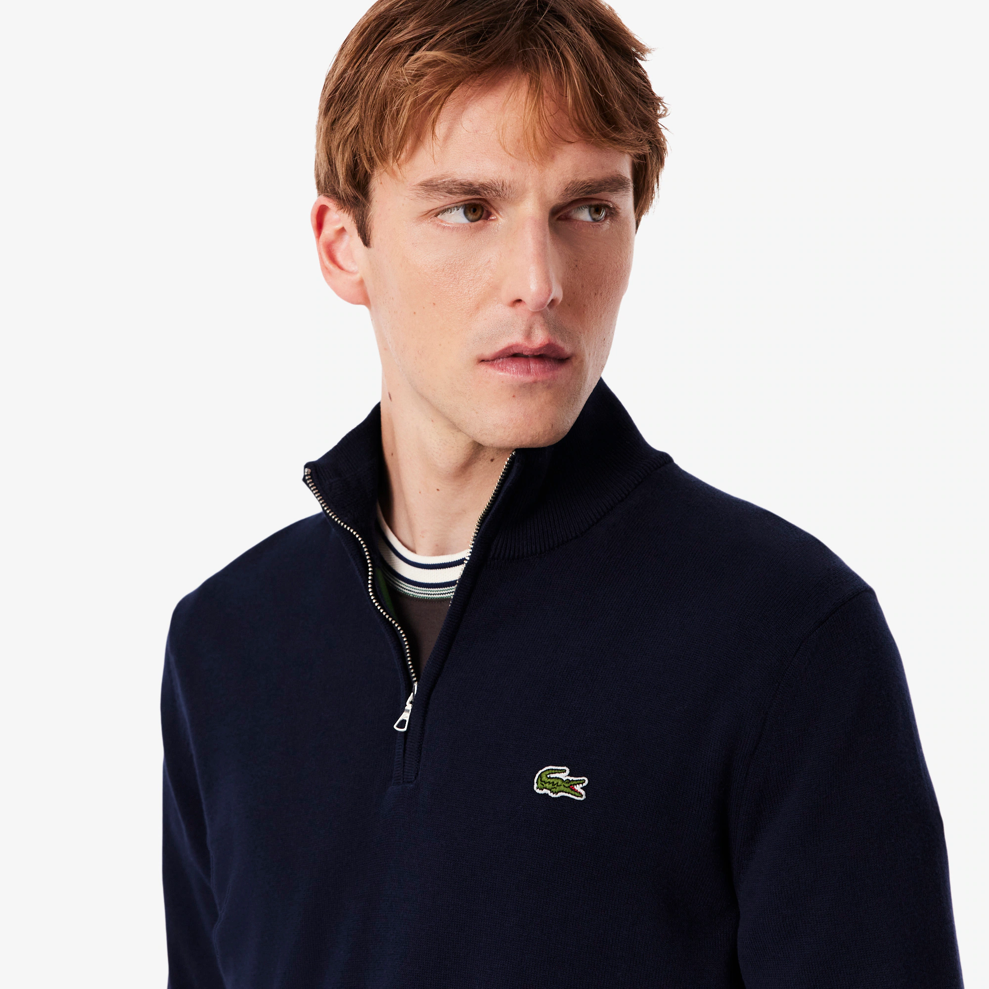 Men's Zip-Up High-Neck Cotton Sweater