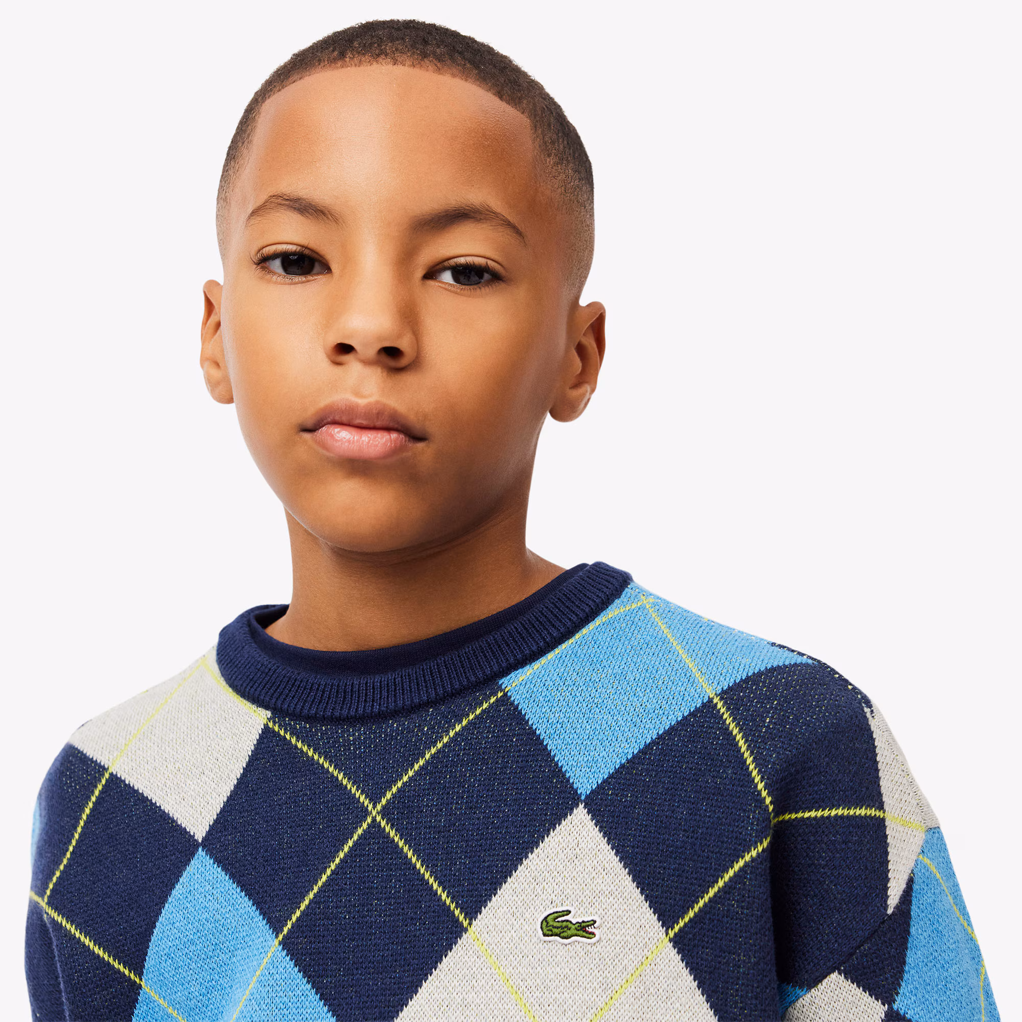 Kids' Cotton and Wool Argyle Sweater