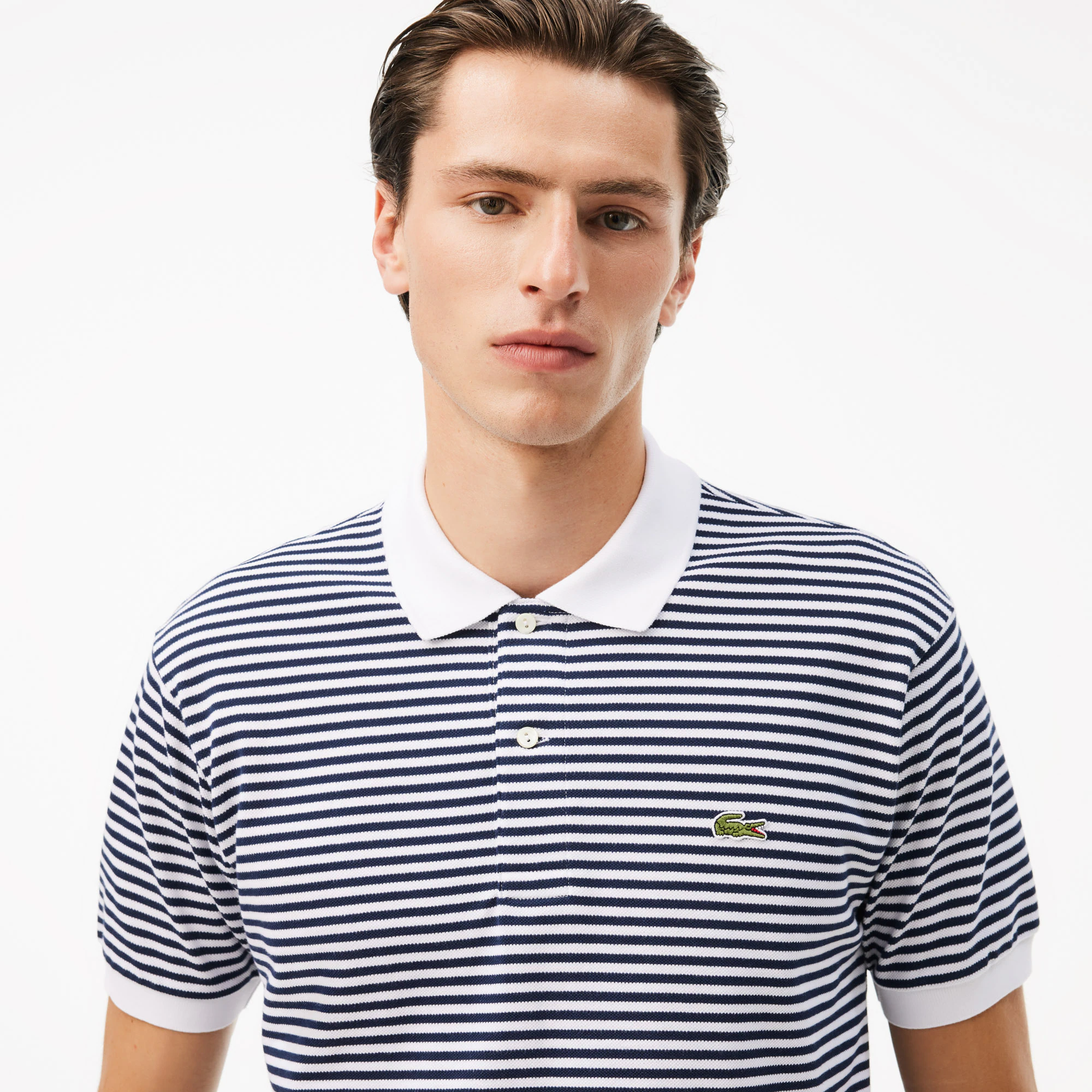 Men's Classic Fit L.12.12 Striped Petit Piqué Polo