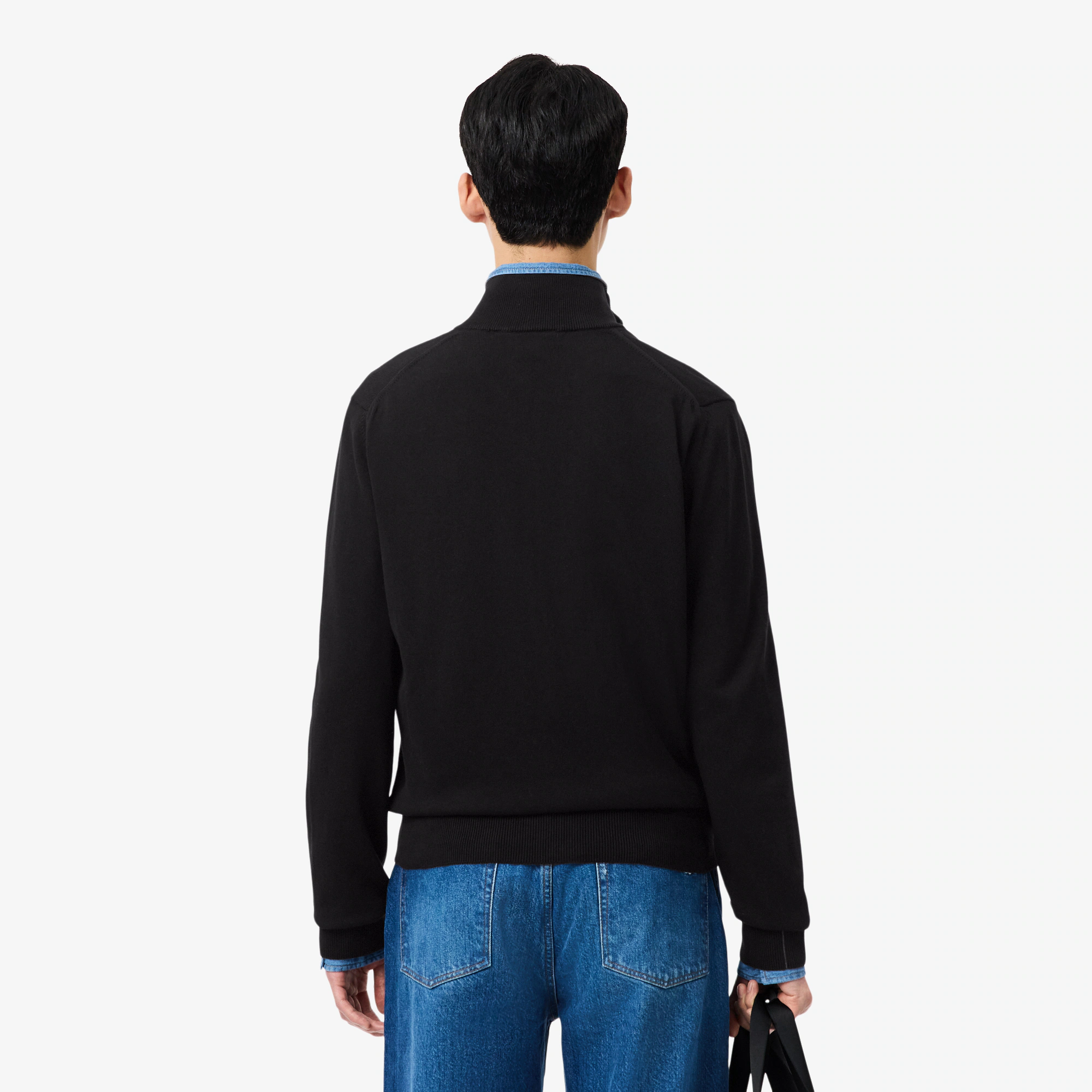 Men's Zip-Up High-Neck Cotton Sweater