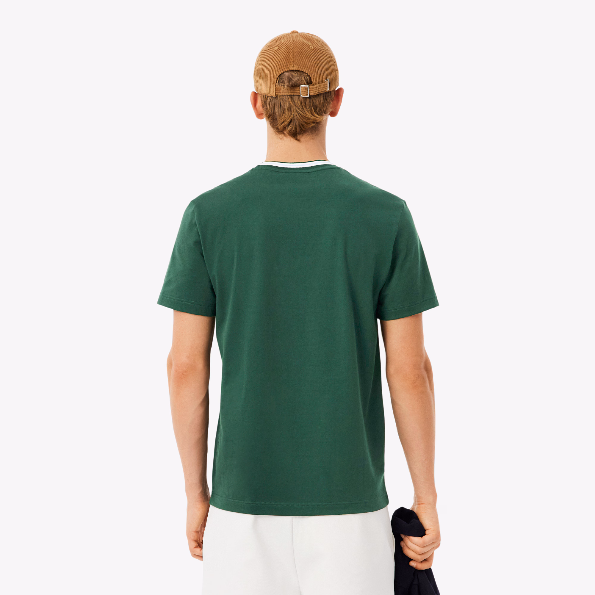 Men's Regular Fit Ribbed Collar Cotton T-Shirt