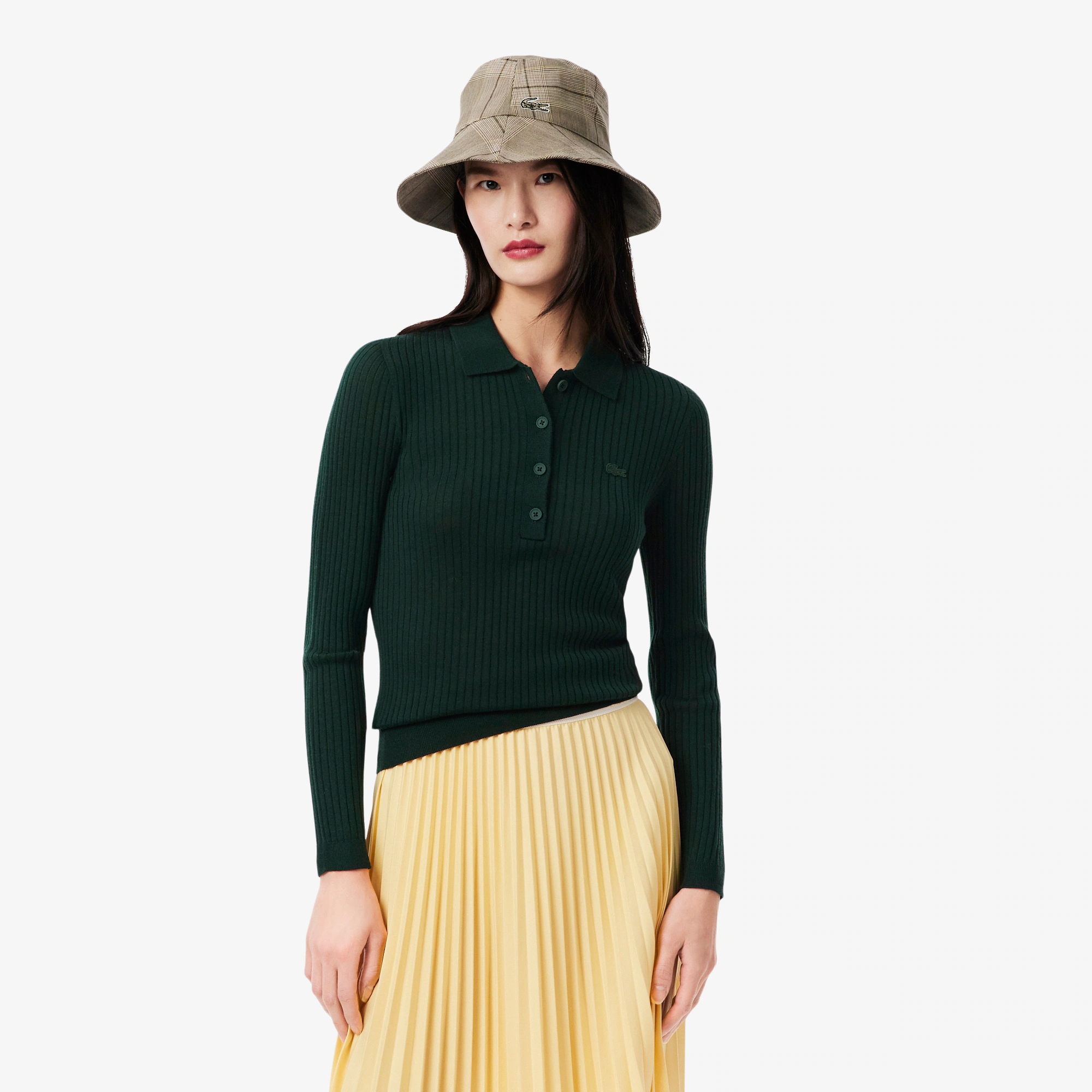 Women's Wool Jersey Polo Collar Sweater