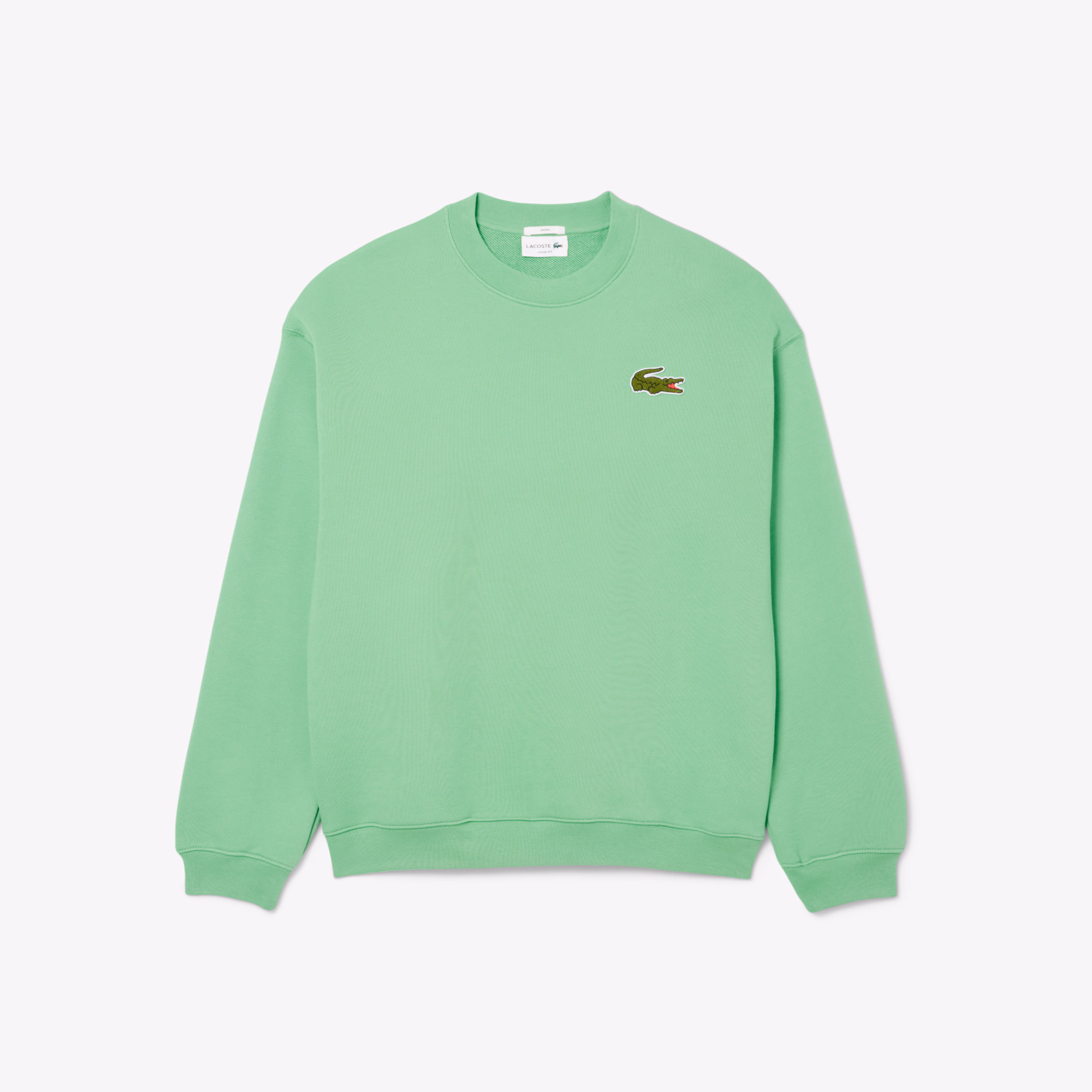 Unisex Loose Fit Badge Accent Fleece Sweatshirt