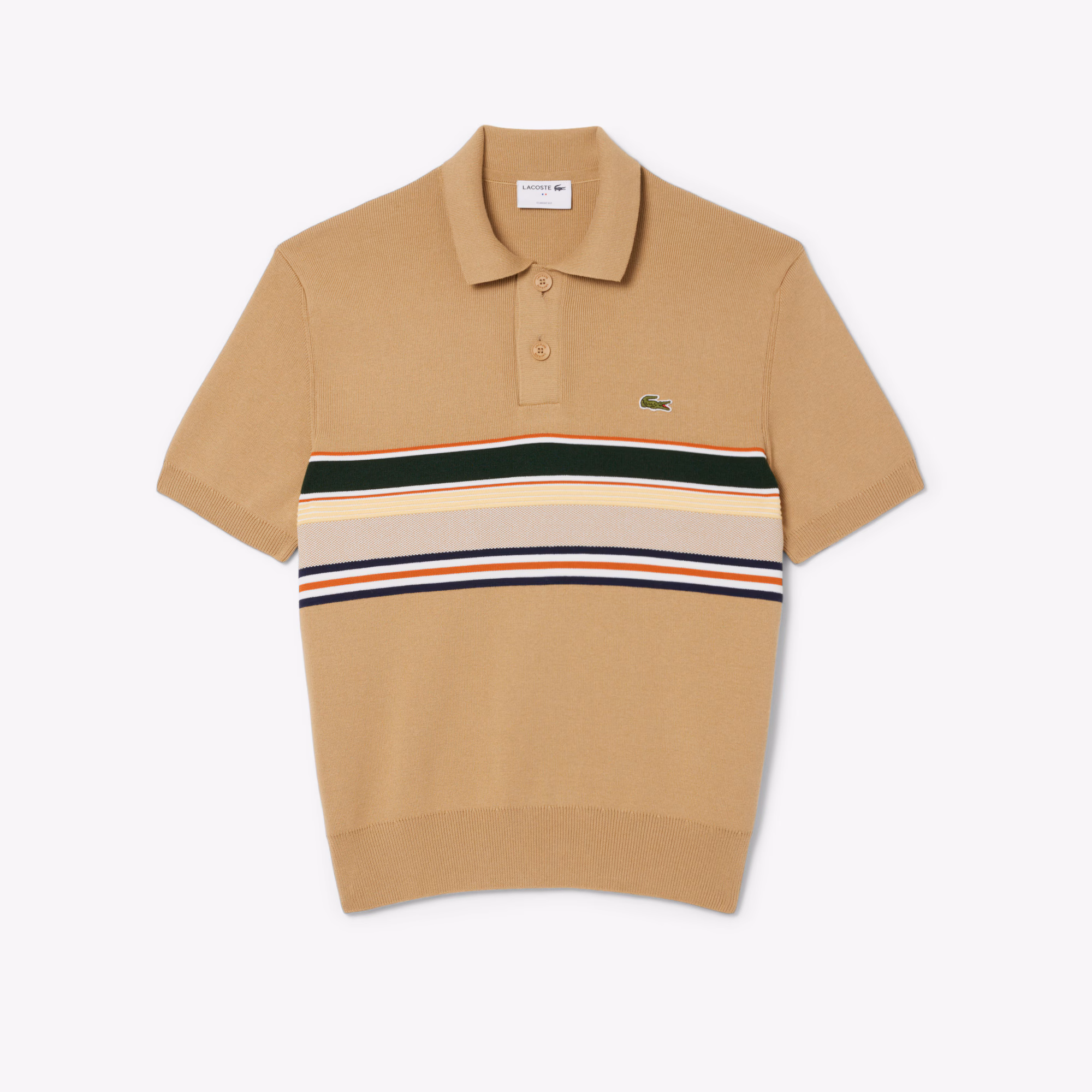 Men's Made In France Striped Polo Collar Sweater