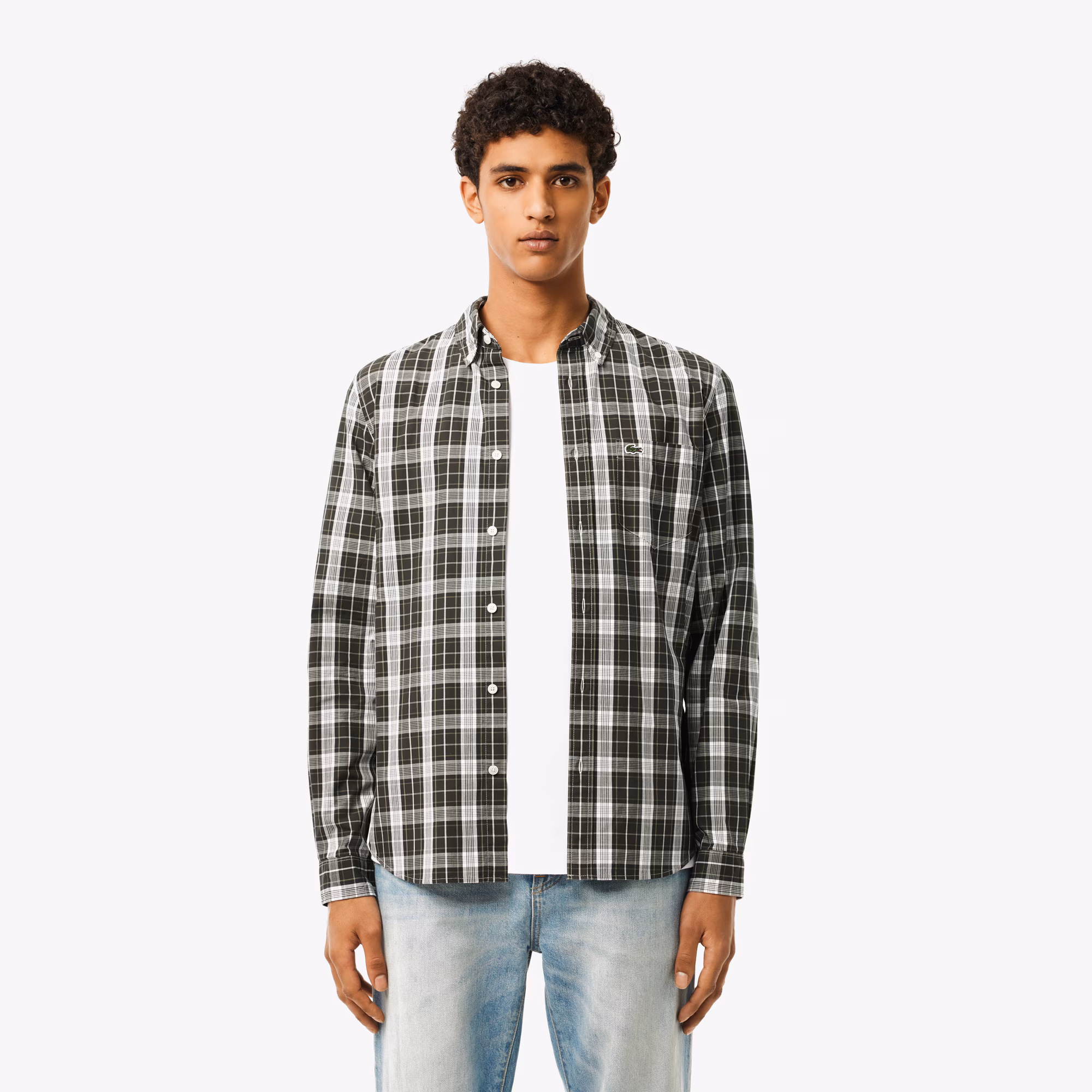 Men's Slim Fit Stretch Plaid Shirt
