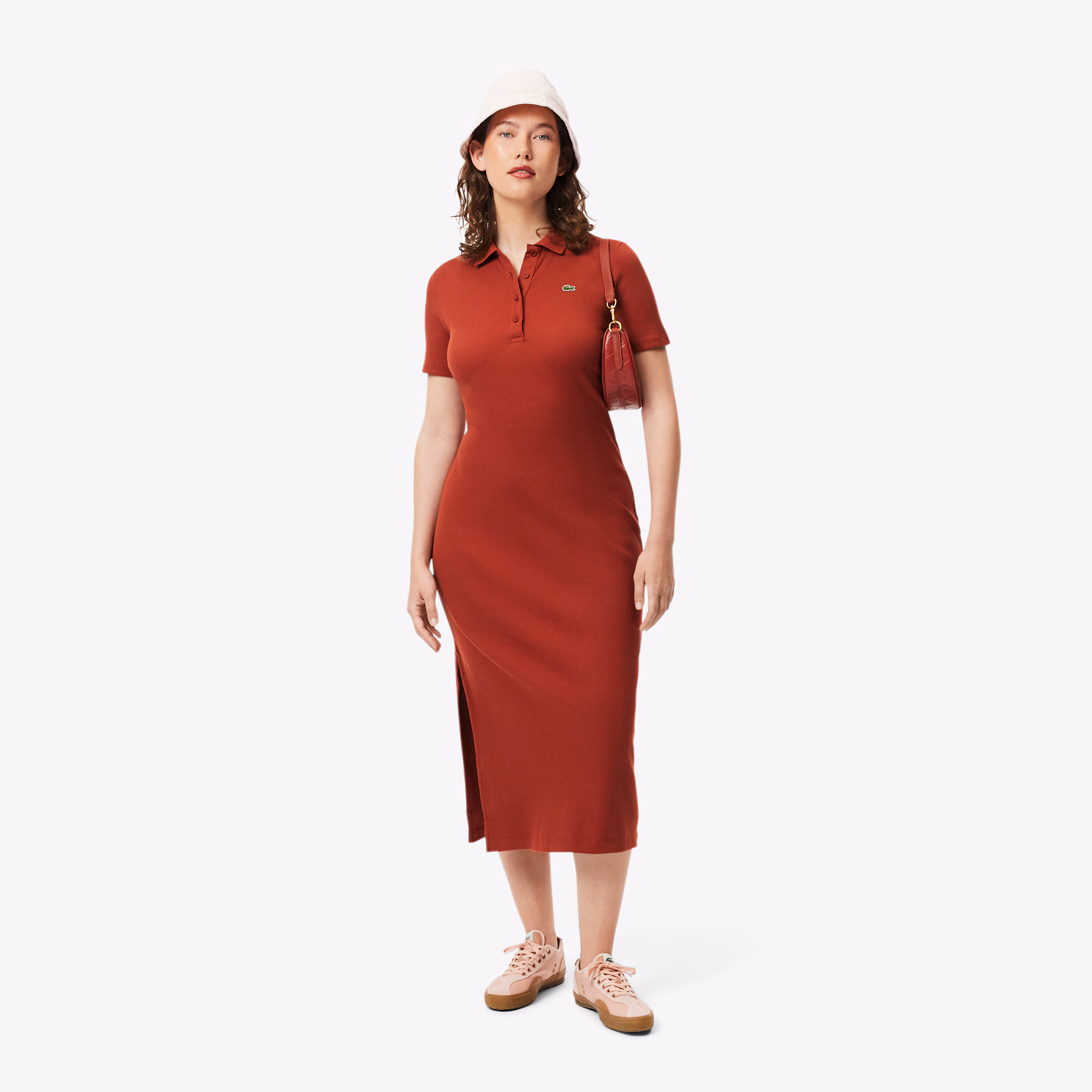 Women's Long Ribbed Cotton Polo Dress
