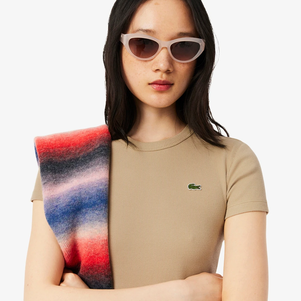 Women's Slim Fit Ribbed Cotton T-Shirt