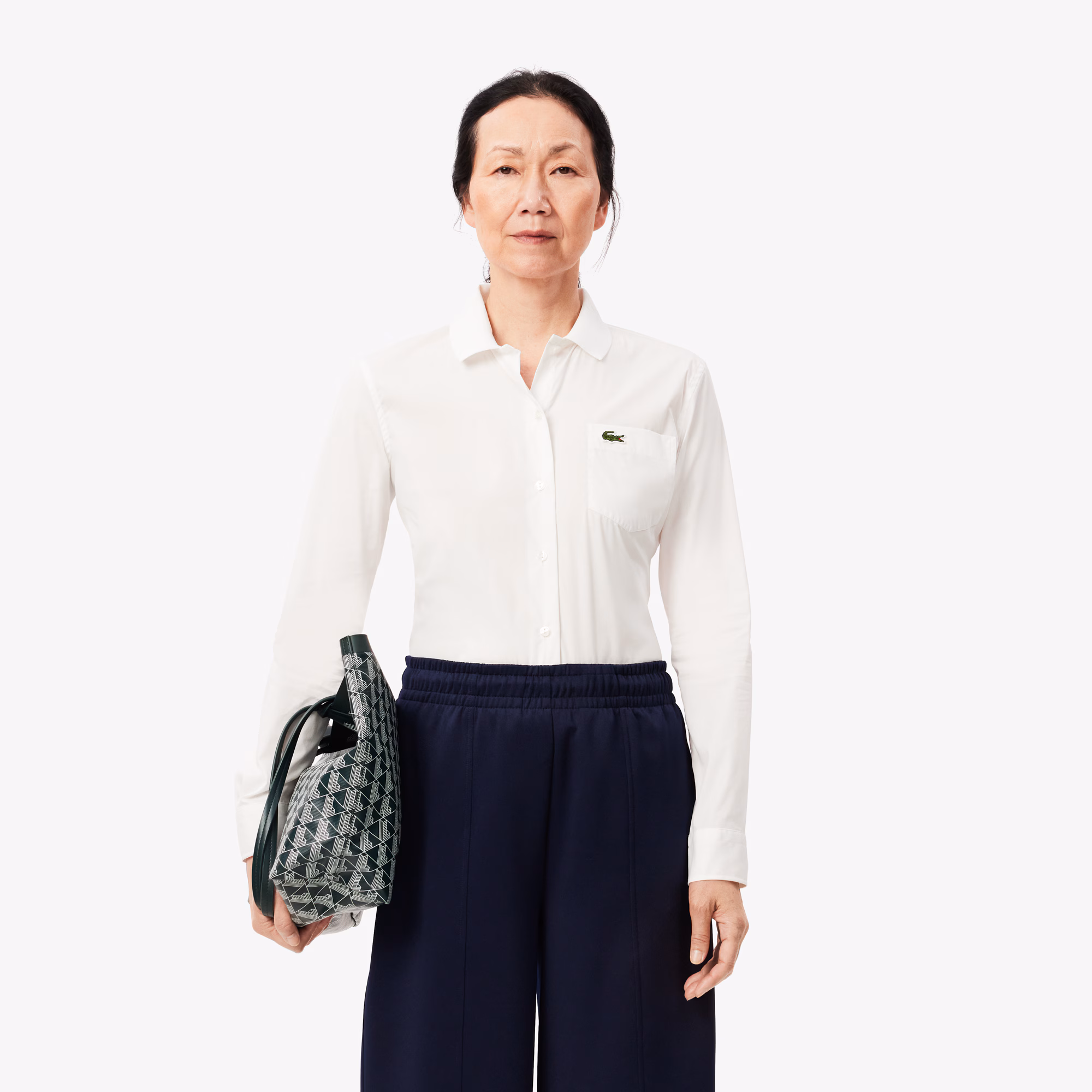 Women's Slim Fit Ribbed Collar Poplin Shirt