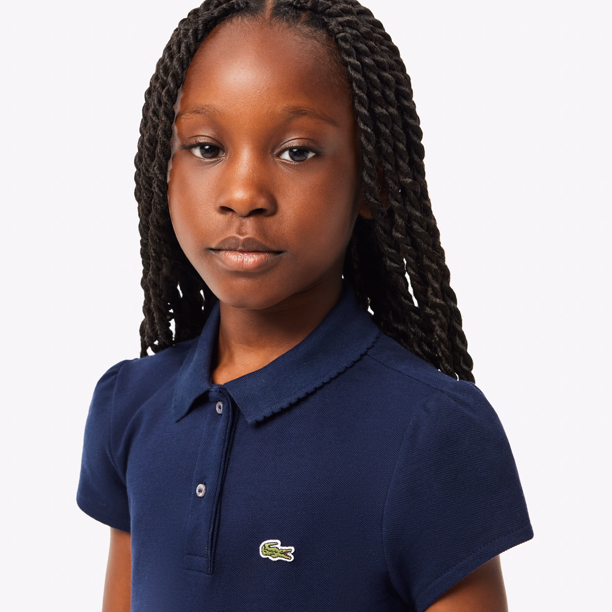 Kids' Scalloped Collar Mini Piqué Polo