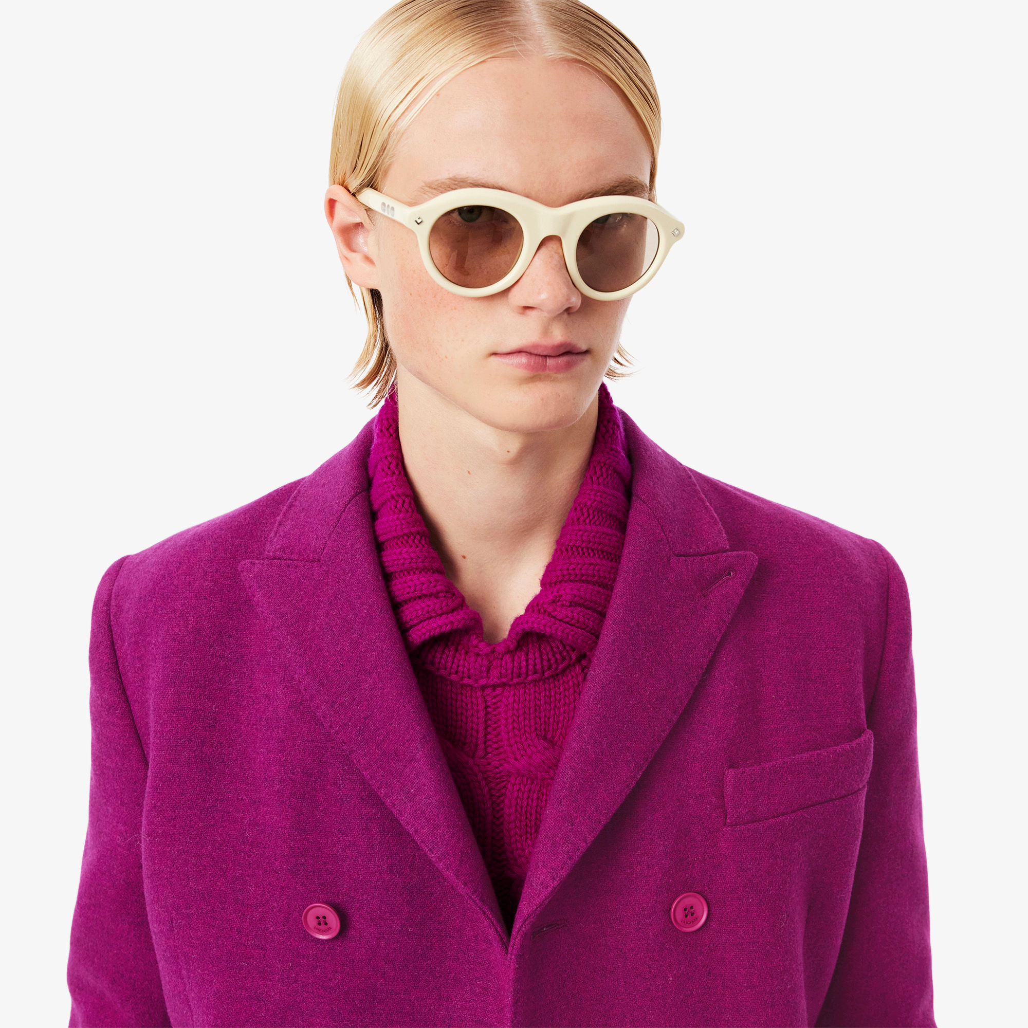 Runway Double Breasted Marbled Wool Blazer