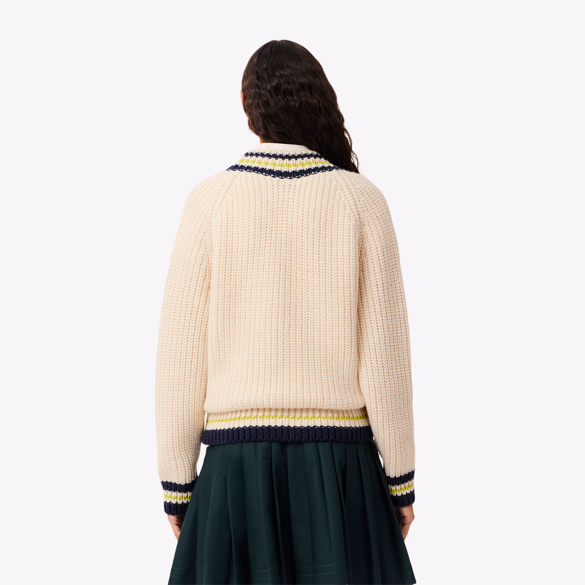 Women's Oversized Wool V-Neck Tennis Sweater