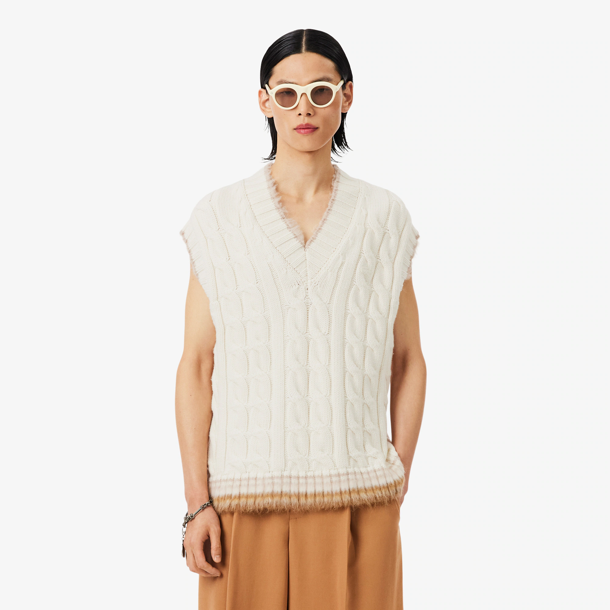 Runway Cable Knit Wool Sweater Vest