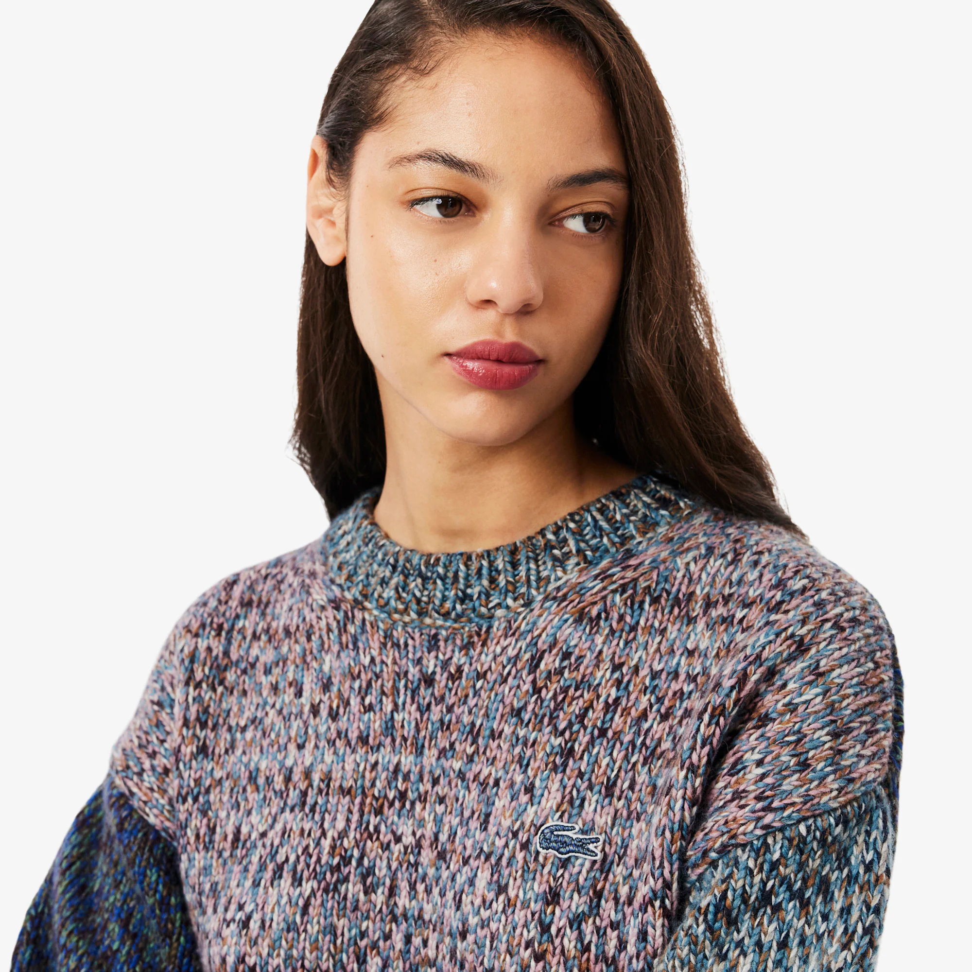 Women's High-Neck Wool Blend Cable Knit Sweater