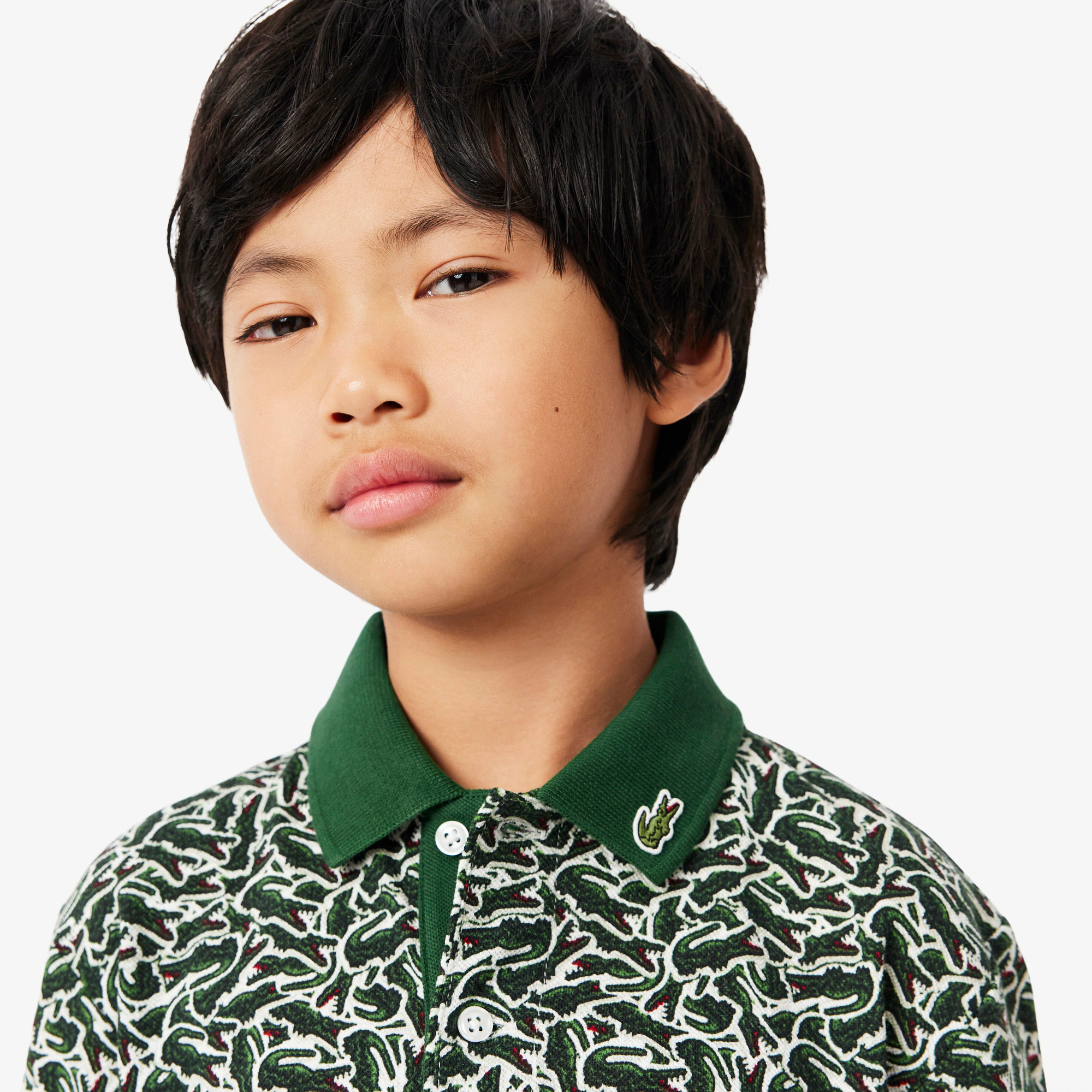 Boys' Crocodile Print Piqué Polo