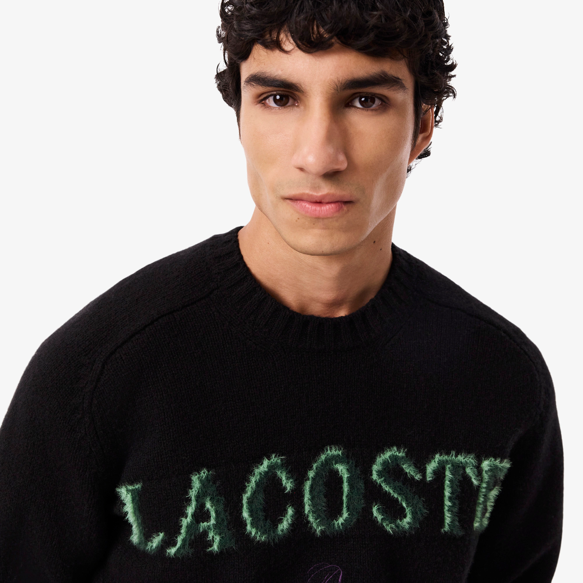 Men's Intarsia Branded Wool Sweater